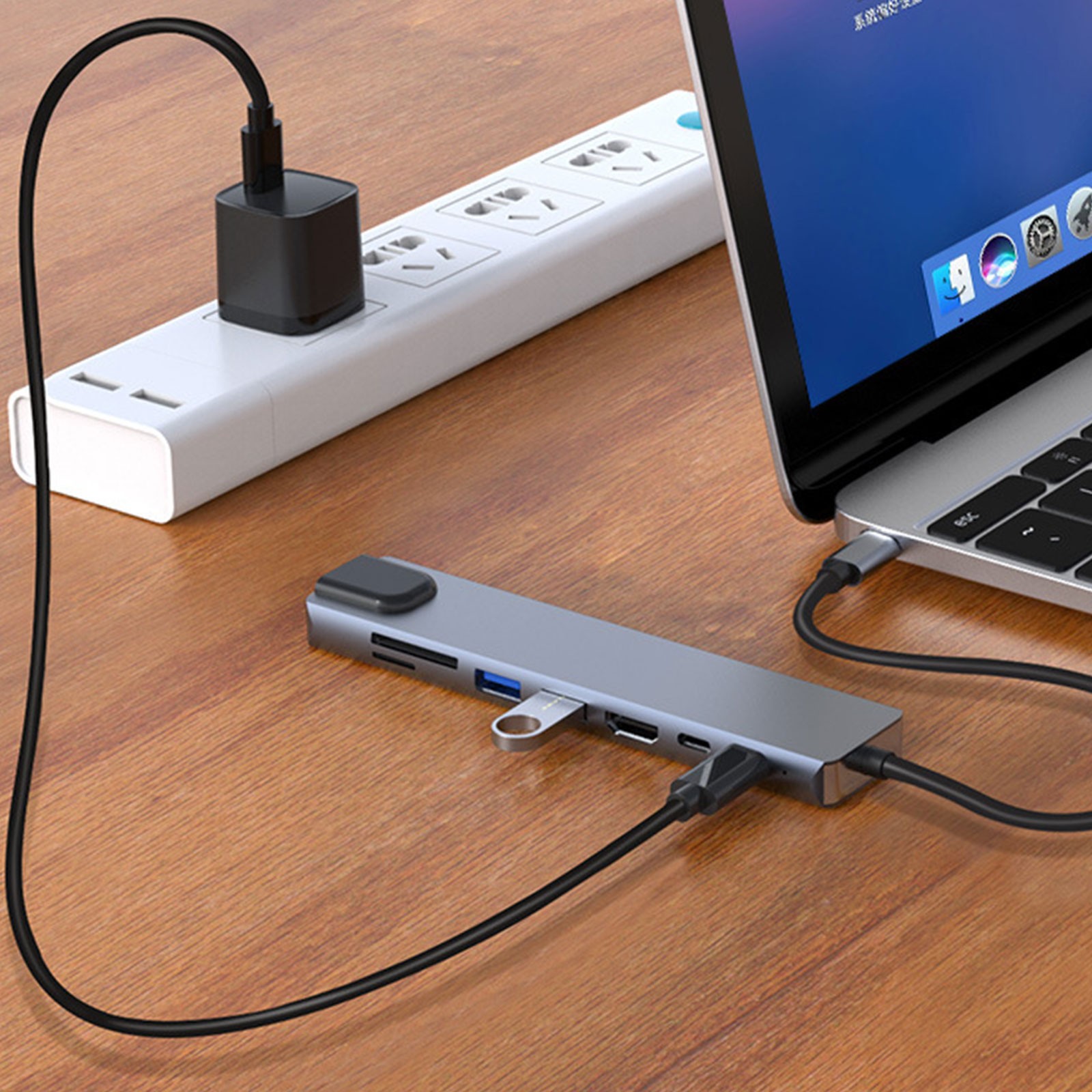 8 in 1 USB-C Hub Type C To USB 3.0 4K HDMI PD Adapter For iPhone Macbook Pro/Air