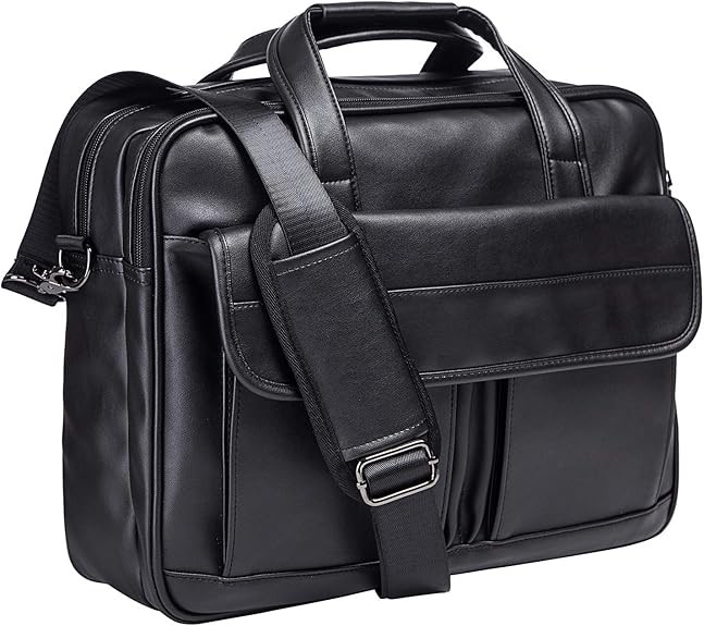 Leather Laptop Bag,Men s 17.3 Inches Messenger Briefcase Business Computer Sa…