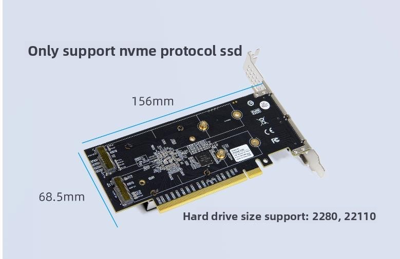 PCIE3.0 X16 Adapter PLX8749 SFF-8654-8I 3 *SFF8654 8I 2*M.2 Nvme FOR ZFS TrueNAS