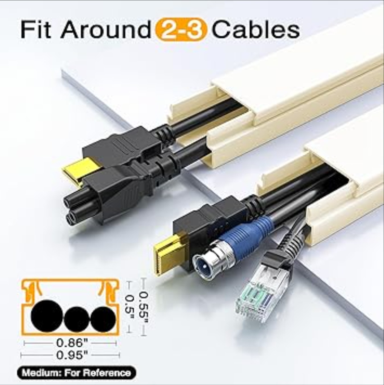 Cords Cable Management 157in L x 0.95in W x 0.55in H Beige