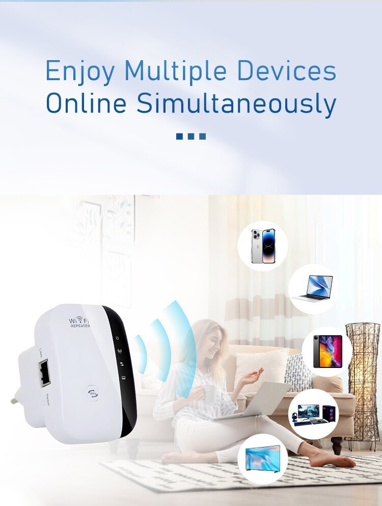 WiFi Booster Extender Range Repeater Internet Amplifier 300Mbps US Plug