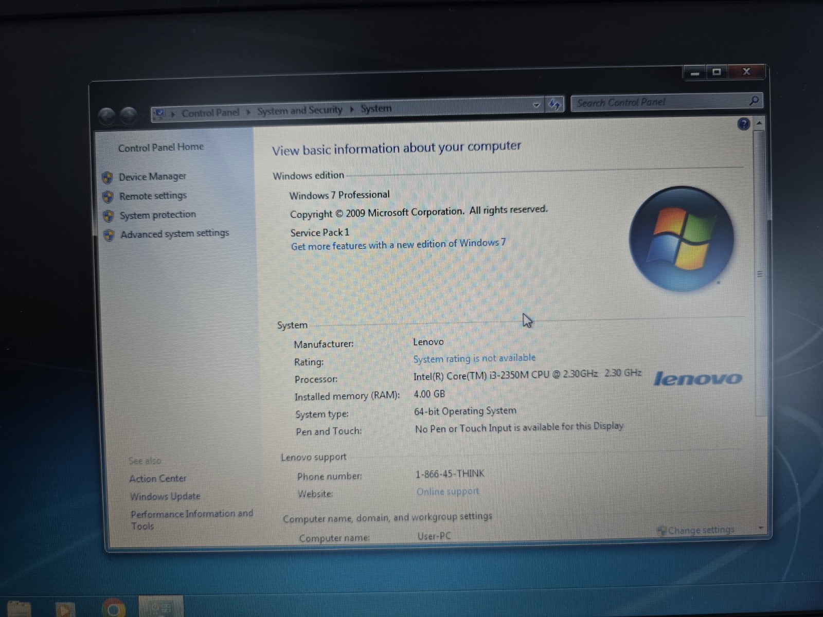 Lenovo ThinkPad E520 Laptop i3-2350M 4GB RAM 500GB HDD Win7 Pro No Batt/Charger