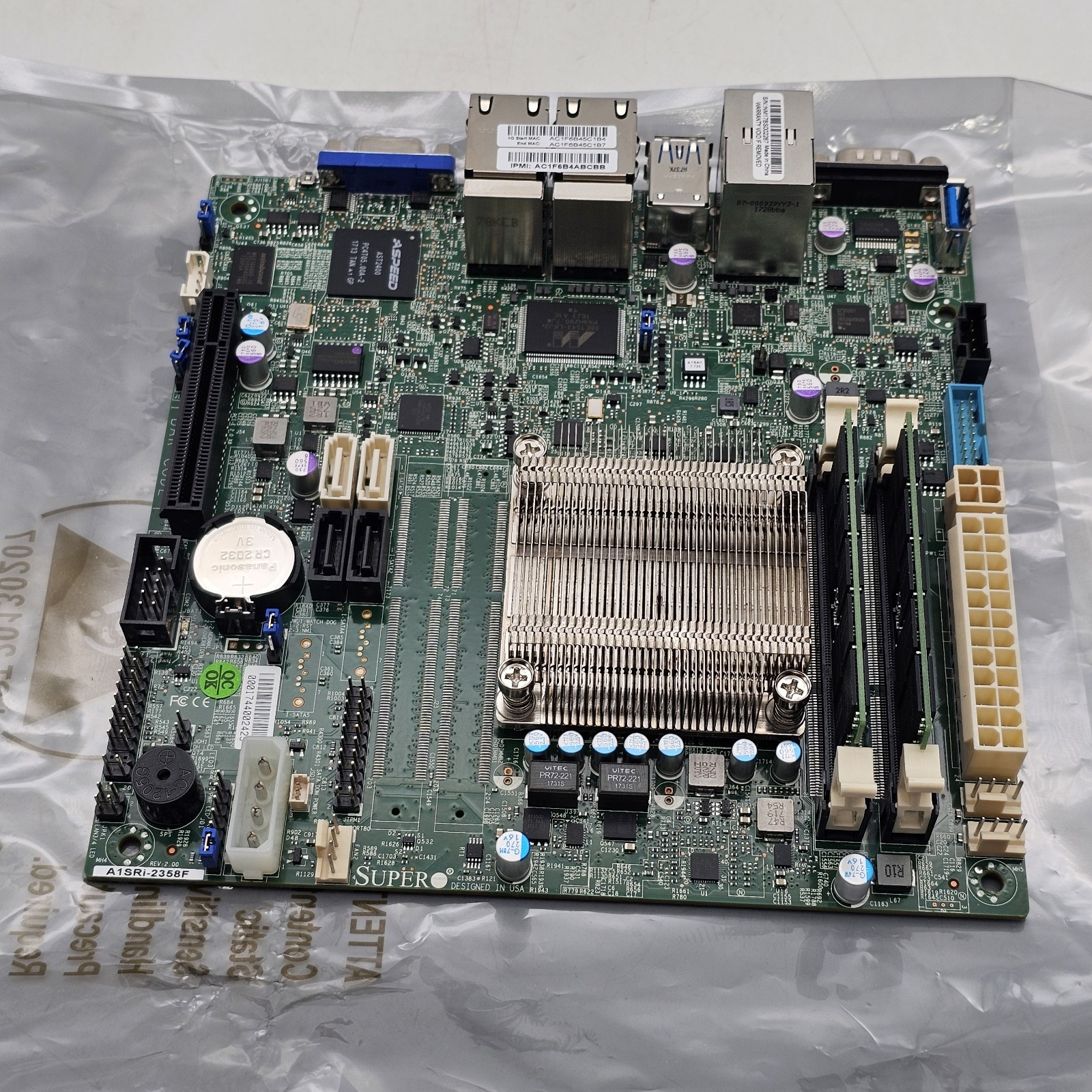 Supermicro MBD-A1SRI-2358F-(O/B) Motherboard Mini-ITX Intel Atom C2358 SoC 16GB