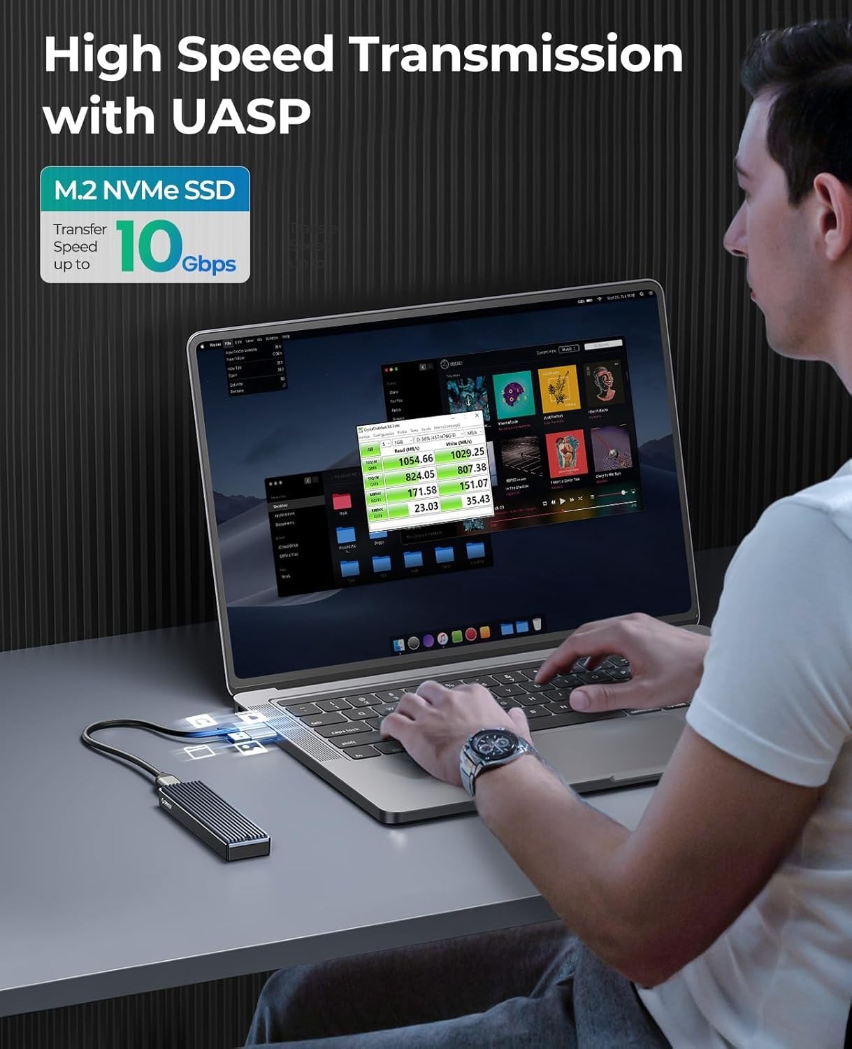 High-Speed USB 3.1 Gen 2 NVMe SSD Enclosure – Up to 8TB Storage, Portable 10Gbps
