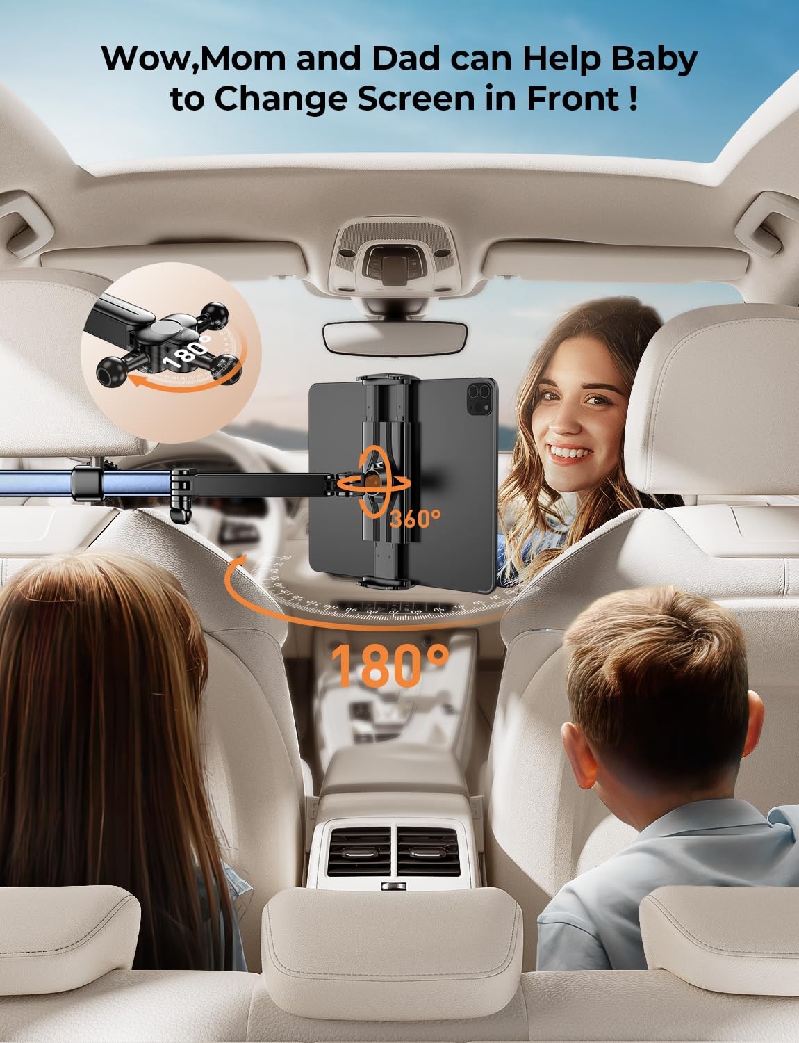 Tryone Headrest Tablet Holder for Car Accessories : [18.11-inch Dark blue