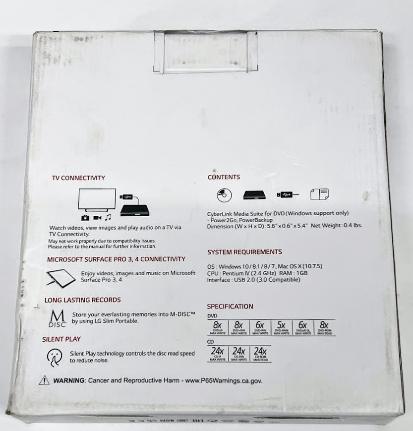 LG GP65NW60 Ultra Slim External DVD Writer USB CD DVD Burner Drive