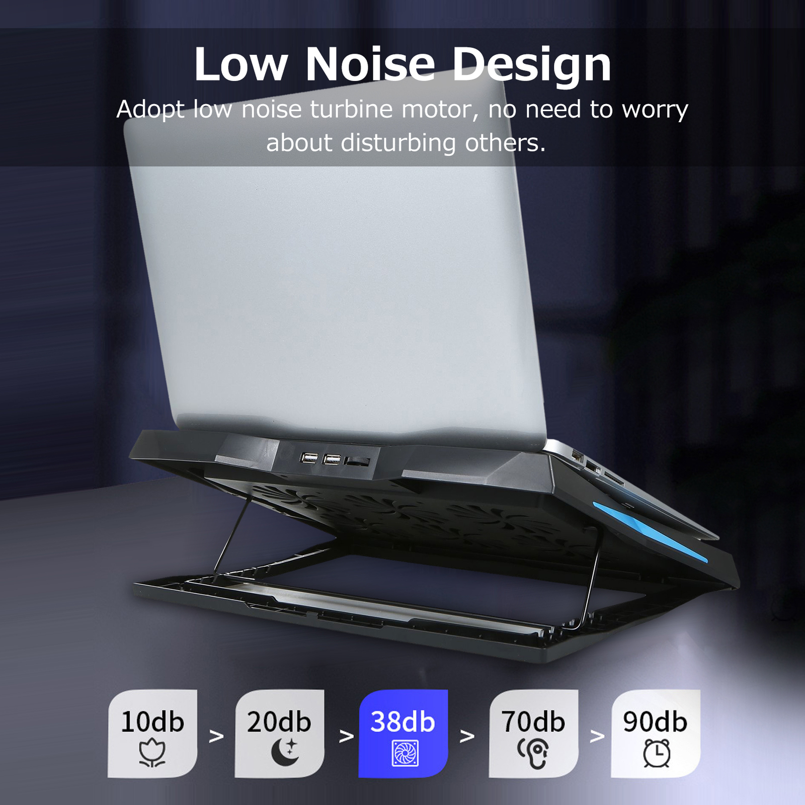 Foldable Laptop Cooler 6-fan Laptop Cooling Stand Low Noise with 6-level F6J2