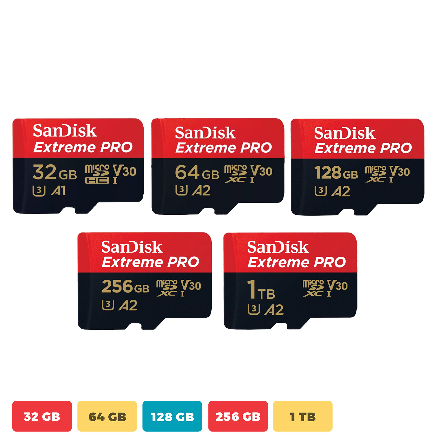 SanDisk Extreme Pro 32GB 64GB 128GB 256GB 1TB MicroSDHC UHS-I Memory Card By Lot