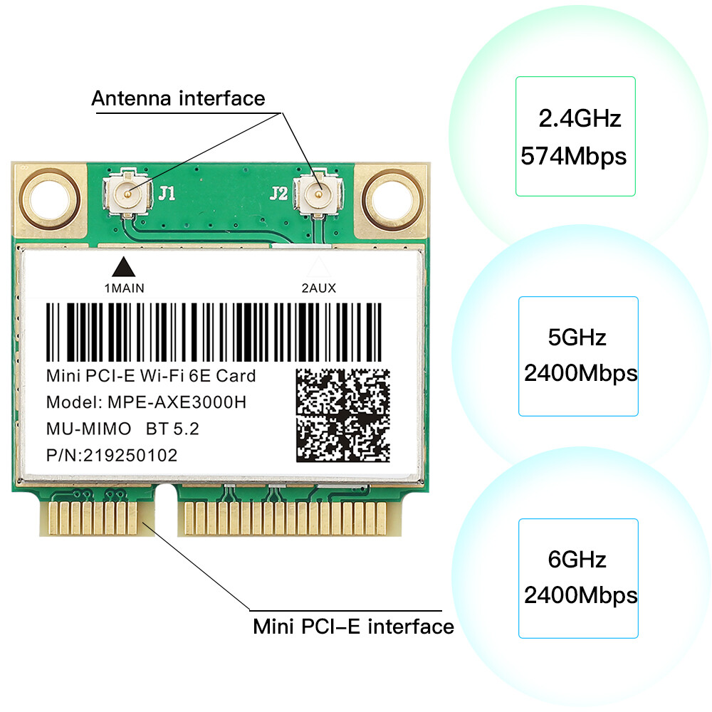 MPE-AXE3000H Mini PCIE WiFi 6E 802.11ax WiFi Bluetooth Network Card Intel 7260