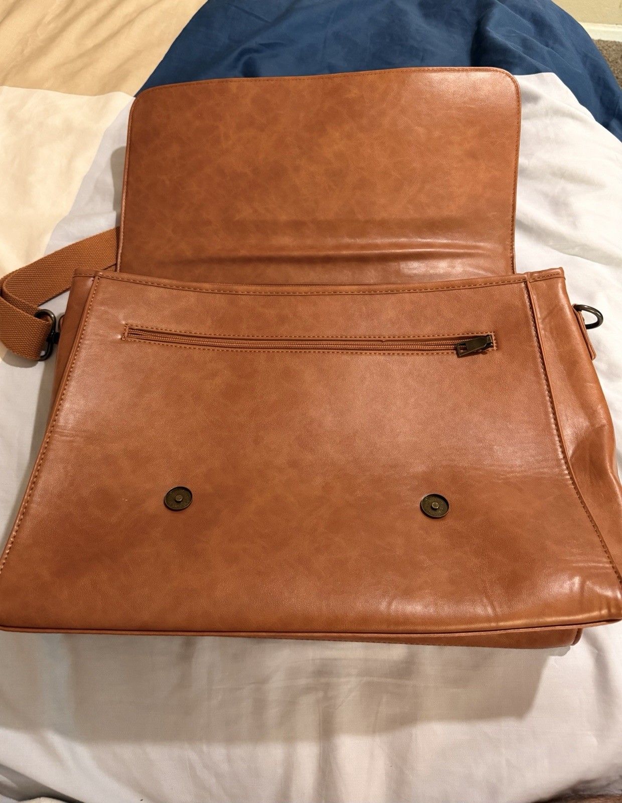 Brown Synthetic Leather Messenger Bag for 15″ Laptop