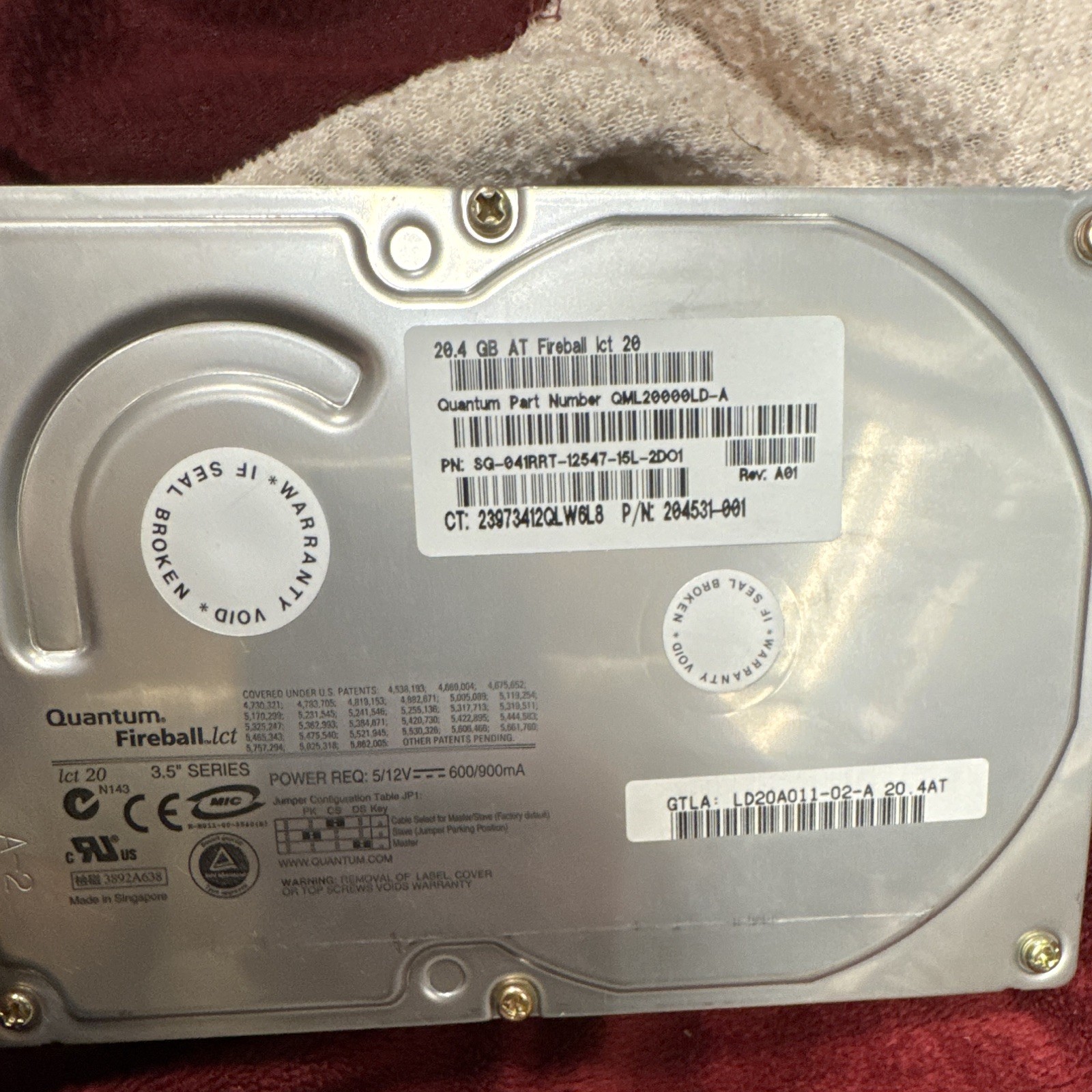 Quantum Fireball lct 20 20.4GB 3.5″ IDE ATA Internal HDD QML20000LD-A