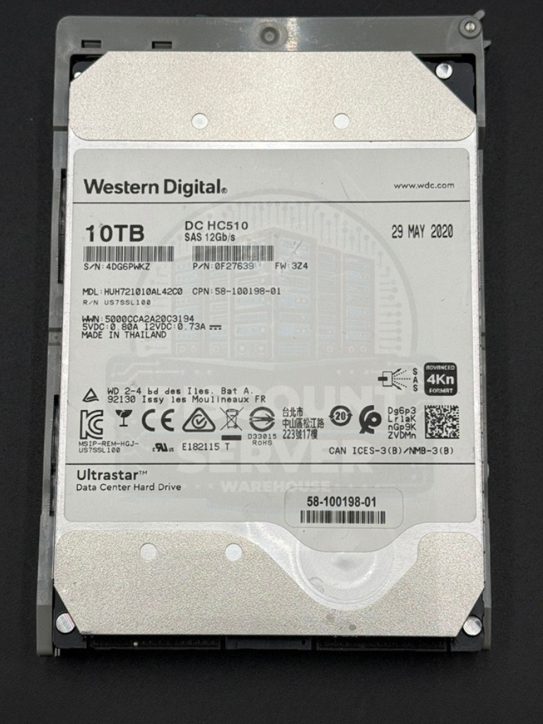 WD HGST DC HC510 10TB 7.2K 12G SAS 4kn 3.5in HDD UCS-HD10T7KL4KN 98% -100%