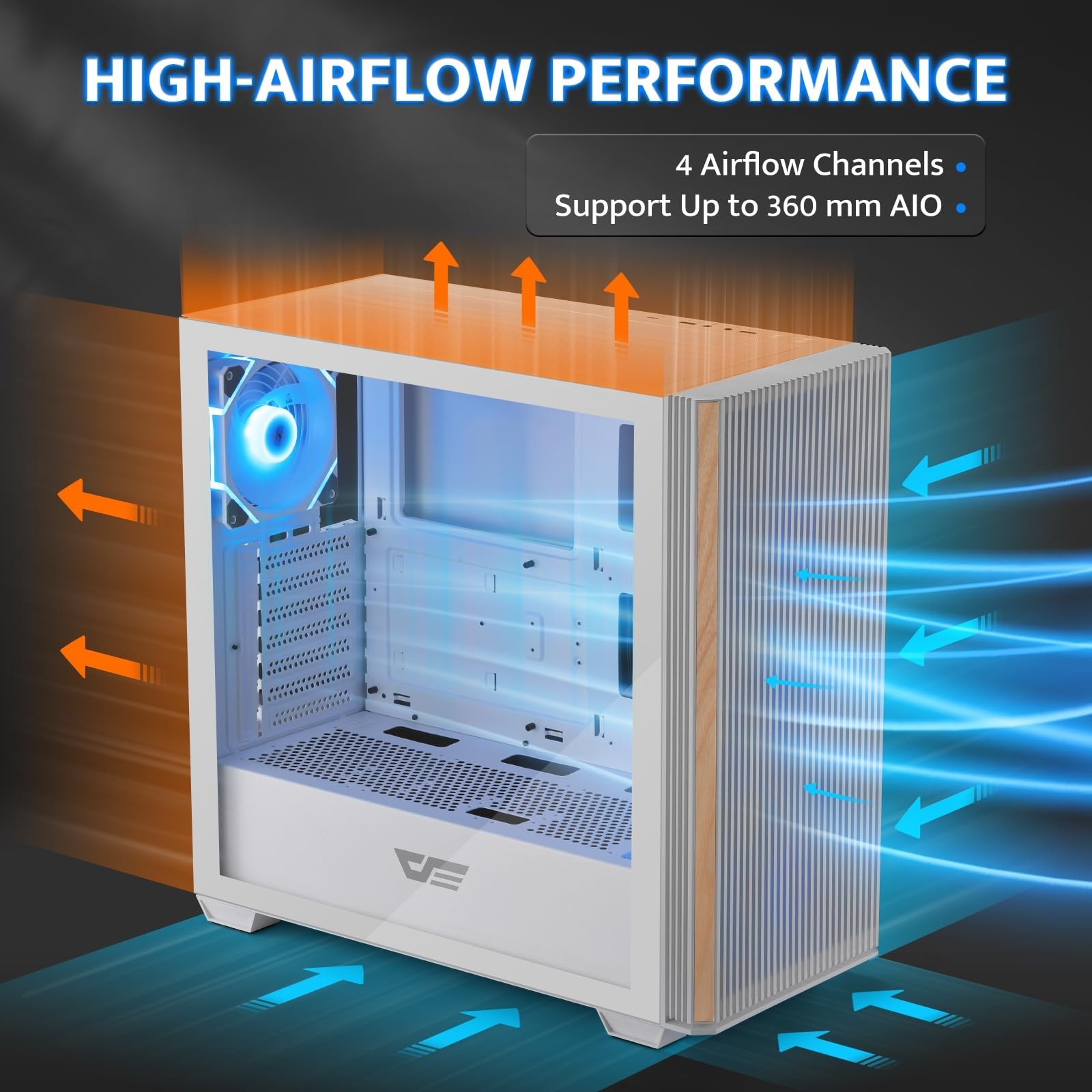 darkFlash DS900WS(2025) ATX PC Case, Genuine Walnut Wood, High Airflow, Pre-I…