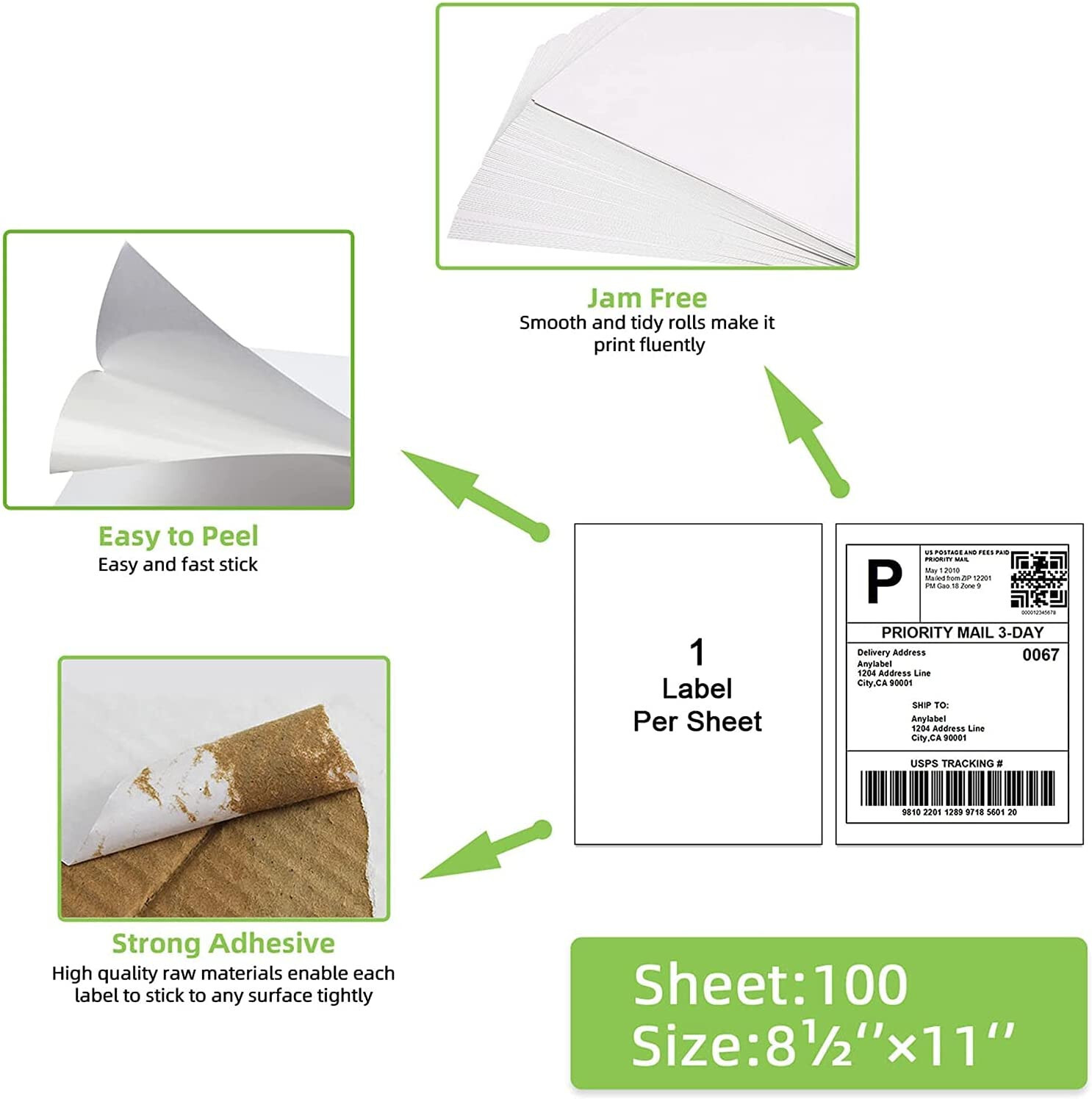 100 Full Sheets Label – Koala Sticker Paper for Inkjet + Laser Printers 8.5×11