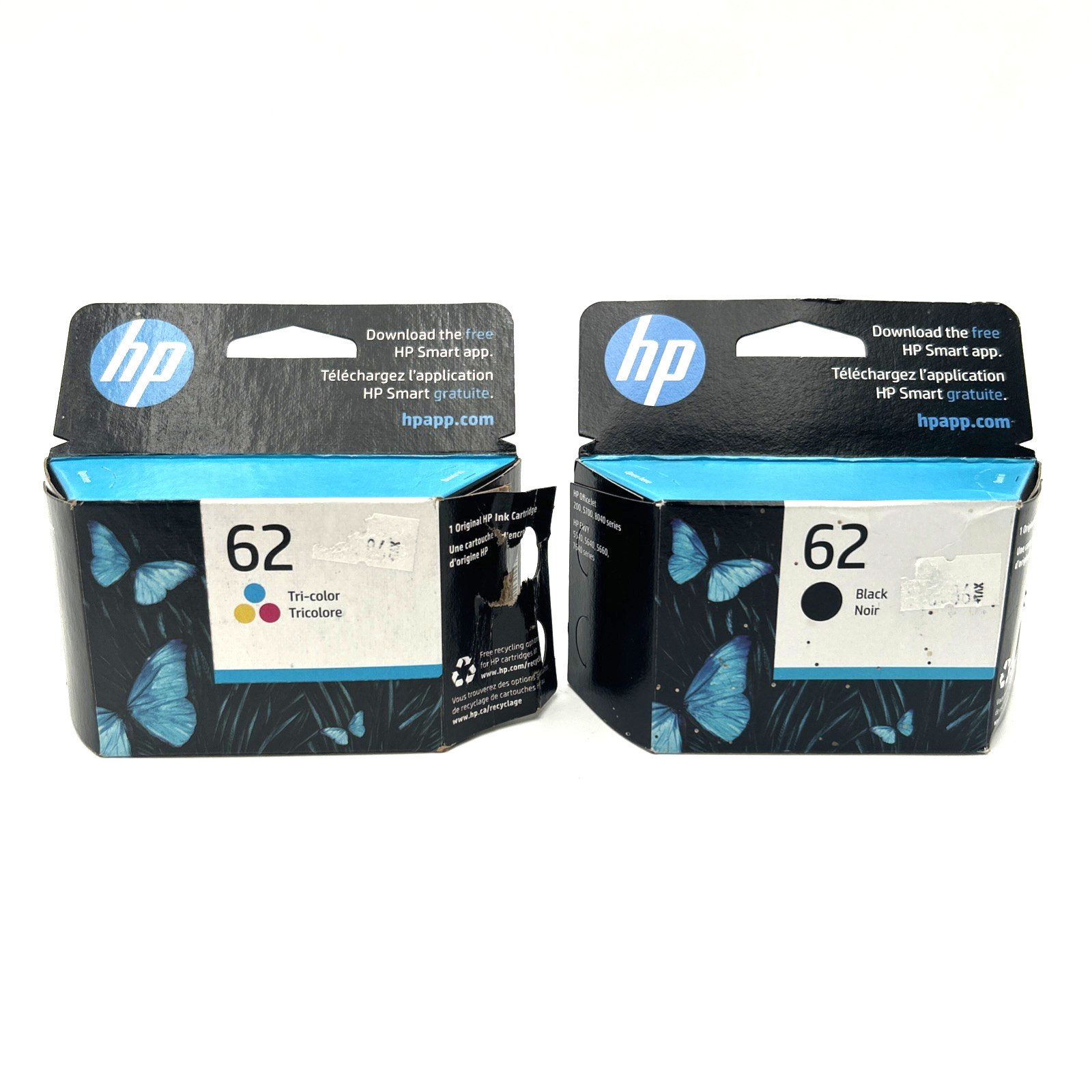 Genuine HP 62 Combo 2 PACK Black Tri-Color Ink Cartridges OEM Exp 08/23 & 05/24