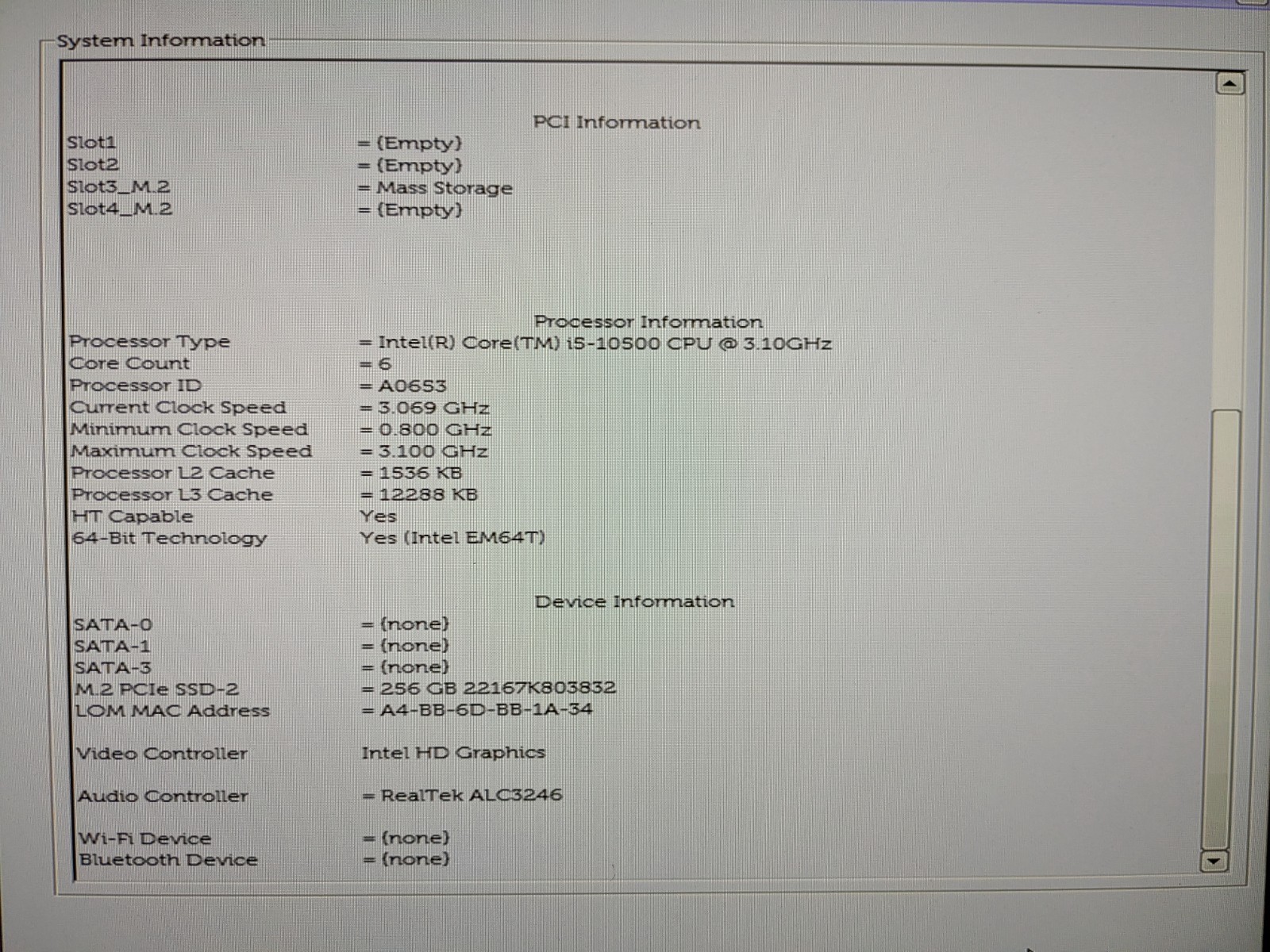 DELL OptiPlex 5080 i5-10500 3.10 GHz16 GB RAM 256 GB M.2 Intel(R) UHD Graphics