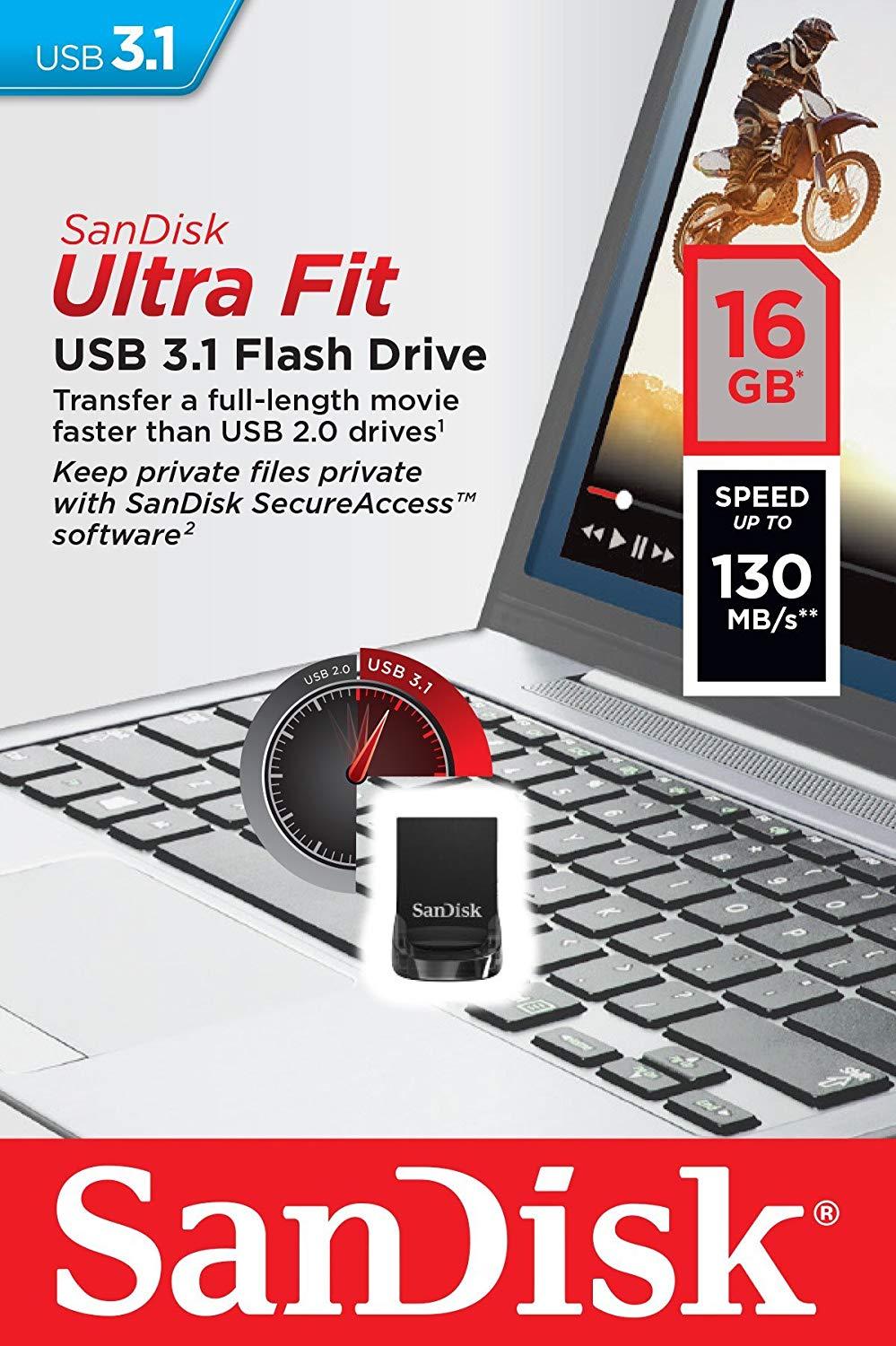 SanDisk 16GB Ultra Fit 16G CZ430 USB 3.1 Nano Flash Pen Drive SDCZ430-016G