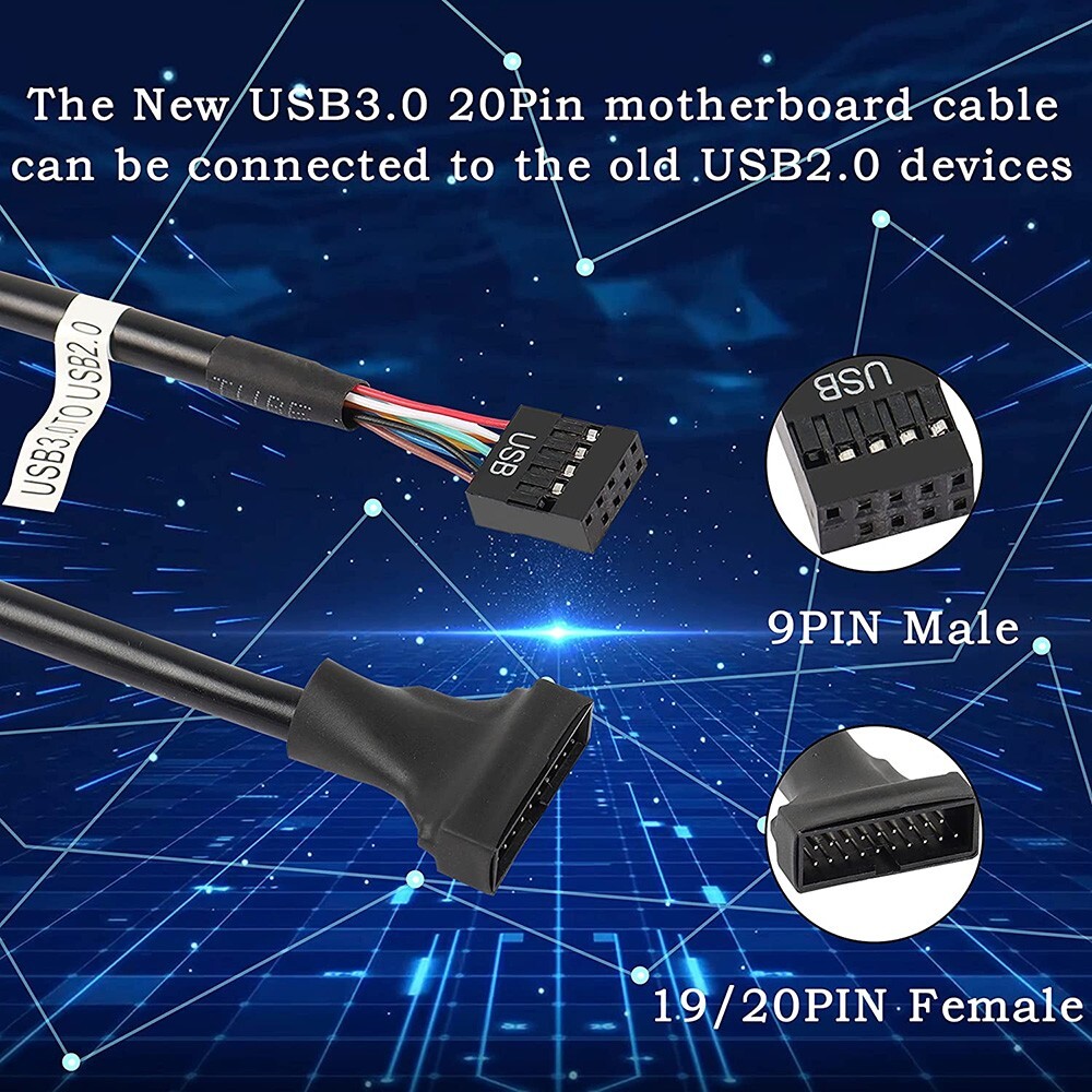 4pc USB 3.0 20 Pin Male to Female USB 2.0 9 Pin Motherboard Adapter Switch Cable