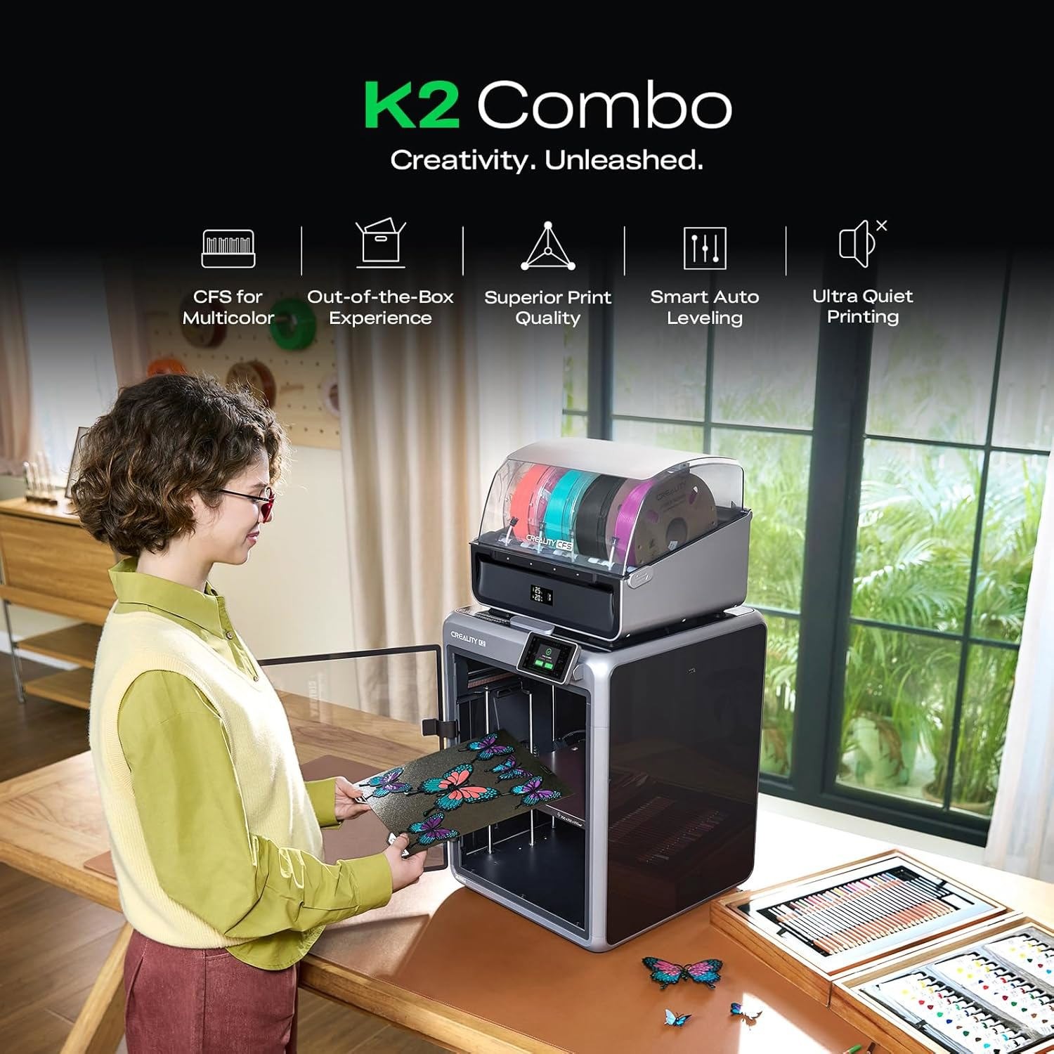 【Refurbished】Creality K2 Combo 3D Printer 600 mm/s up to 16 Colors with CFS
