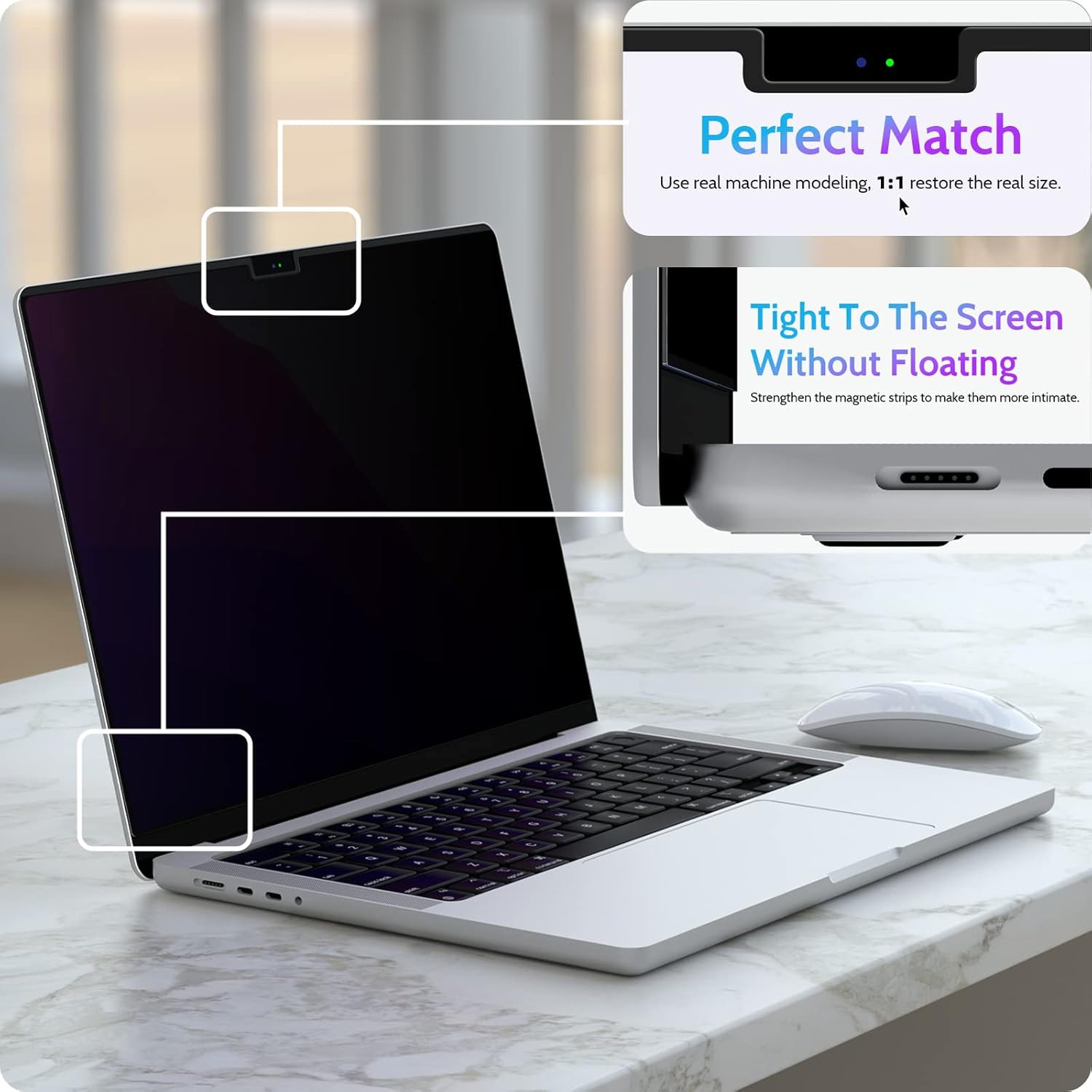 Magnetic Privacy Screen for Macbook Air 13.6/13 Inch (2022-2026, M2, M3, M4, M5)