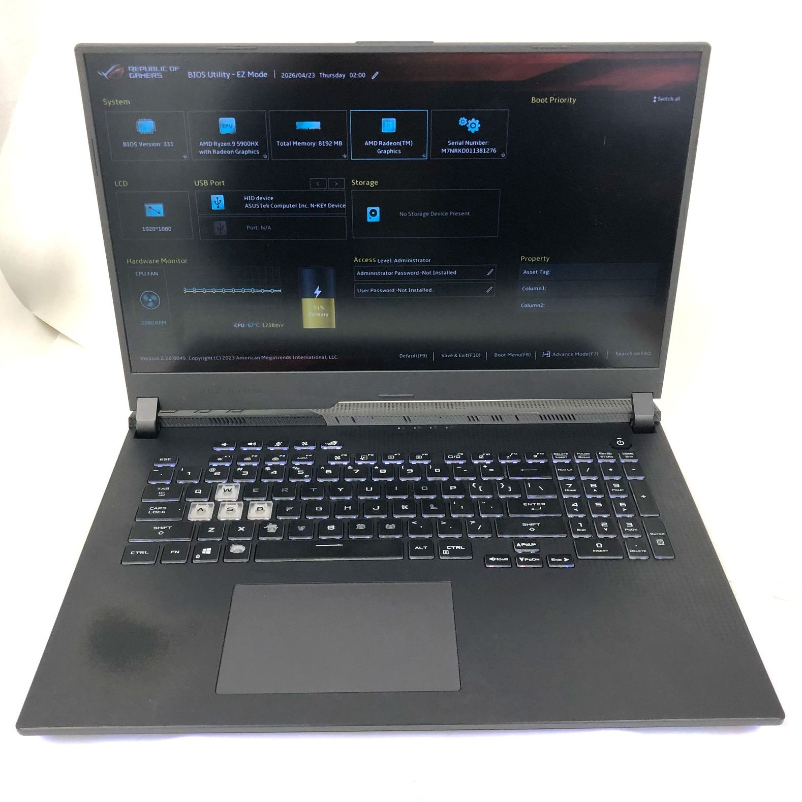 ASUS 2021 ROG Strix G17 Gaming Laptop/Ryzen 9/8GB/No HD