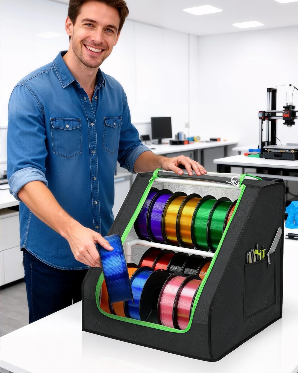 Professional Filament Storage Box for 3D Printers – 21 Spools, Dust Resistant