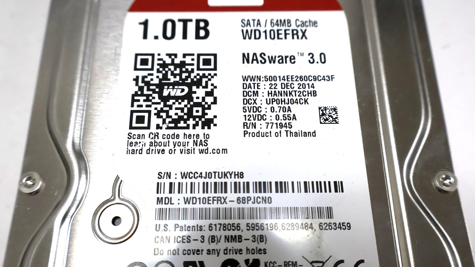 Western Digital Red WD10EFRX 1TB 5400 RPM 3.5″ SATA 6 Gb/s 64MB Hard Drive HDD