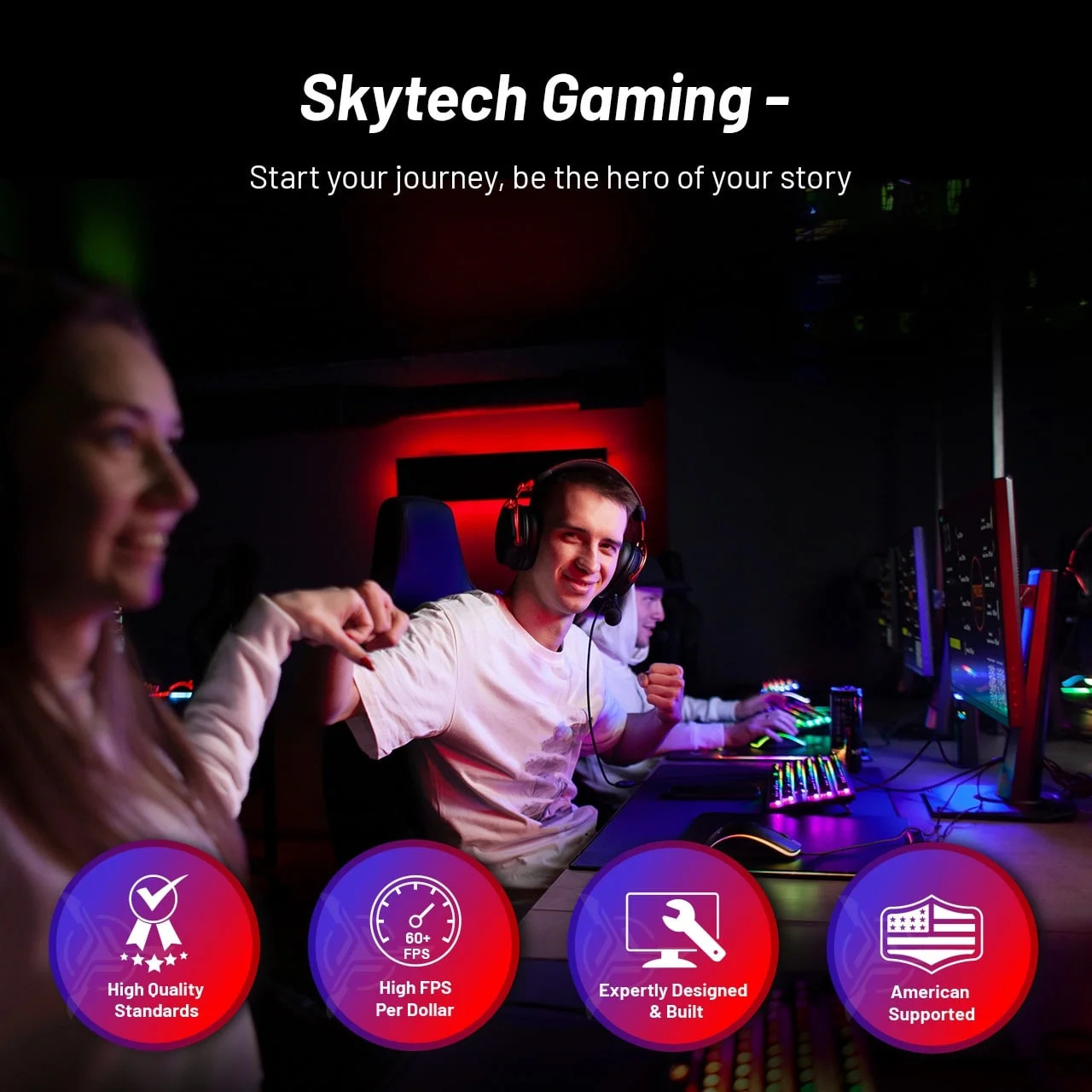 Skytech Gaming Azure 3 Gaming PC, AMD R5 5500, AMD RX 7600, 1TB, Win 11