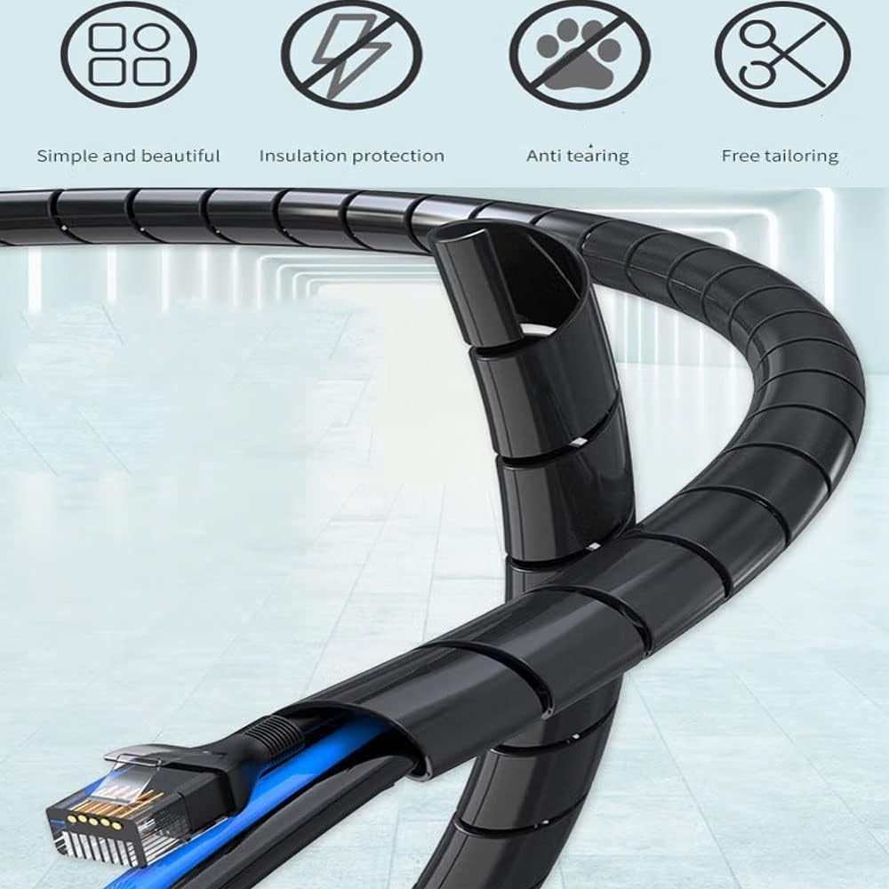 20Ft 1/2 Inch Spiral Cable Wrap Wire Organizer Sleeve Cord Cover for Computer