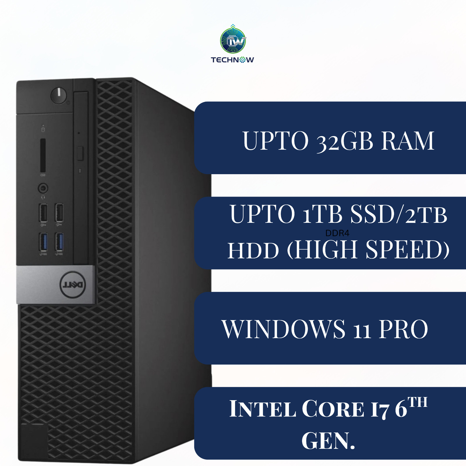 Dell Windows 11 Pro Desktop Computer M Tower Intel i7 Up To 32GB RAM 2TB SSD/HDD