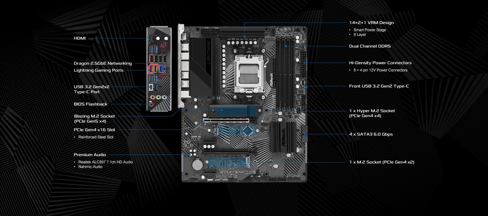 ASRock B650 PG Lightning AMD Ryzen 7000 Series Processors Motherboard