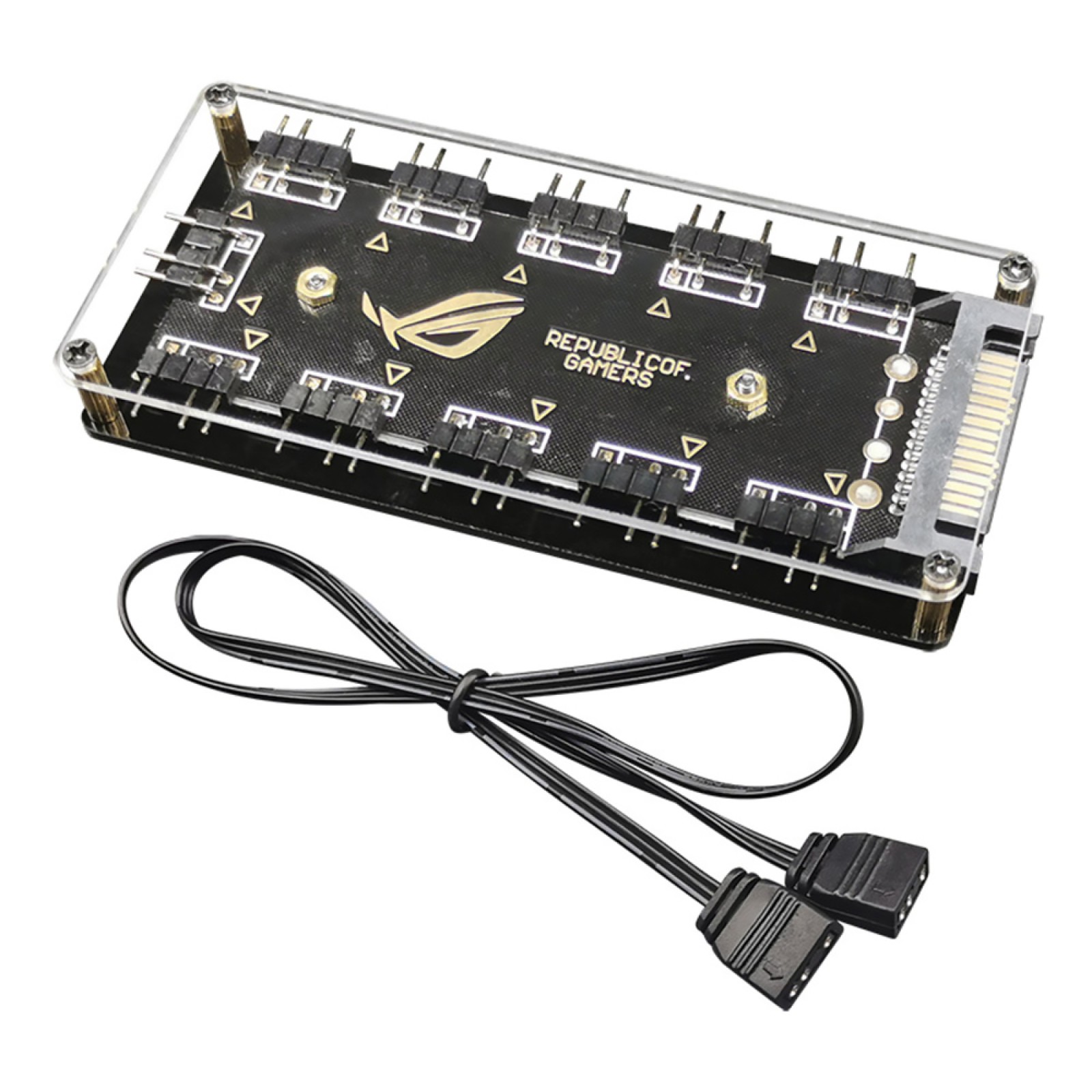 10 Ports RGB Fan HUB PC Desktop SATA Power 5V 3PIN DRGB Extension Splitter
