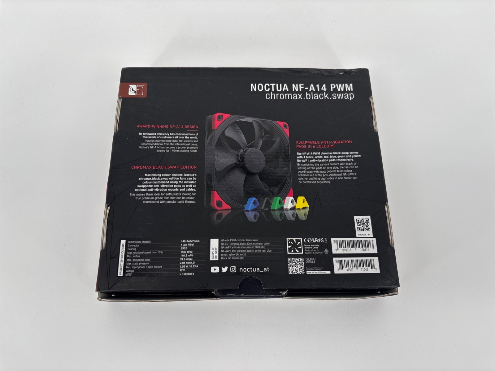 Noctua NF-A14 PWM chromax.Black.swap, Quiet Fan, 4-Pin (140mm, Black)