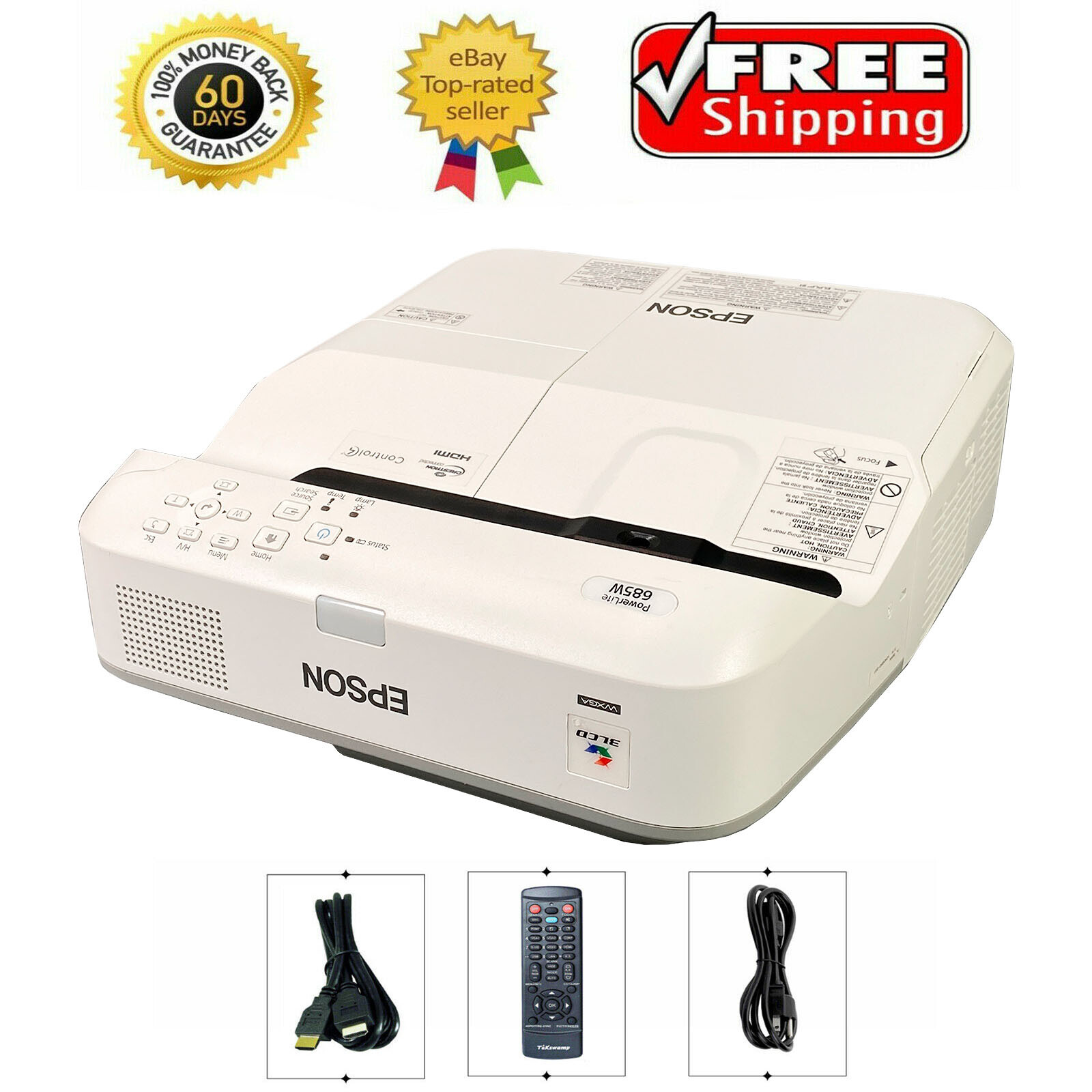 Epson PowerLite 685W 3LCD Projector WXGA Ultra Short Throw 3500 ANSI w/Bundle