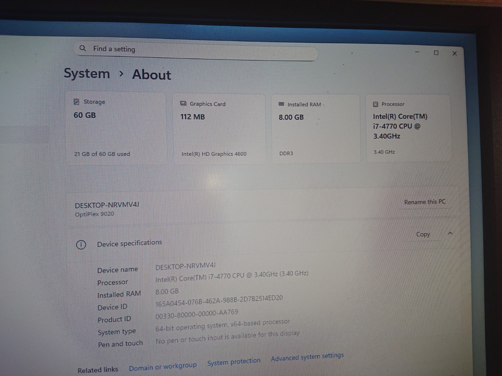 Dell Optiplex 9020 USFF computer Intel i7 3.4GHz Windows 11 8GB RAM 64GB SSD