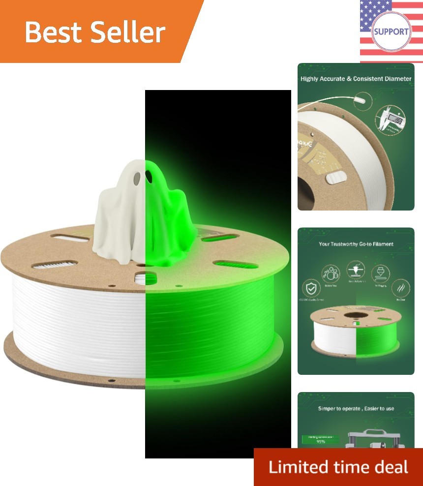 Brilliant Glow in the Dark PLA Filament 1.75mm 1Kg for Seasonal Displays