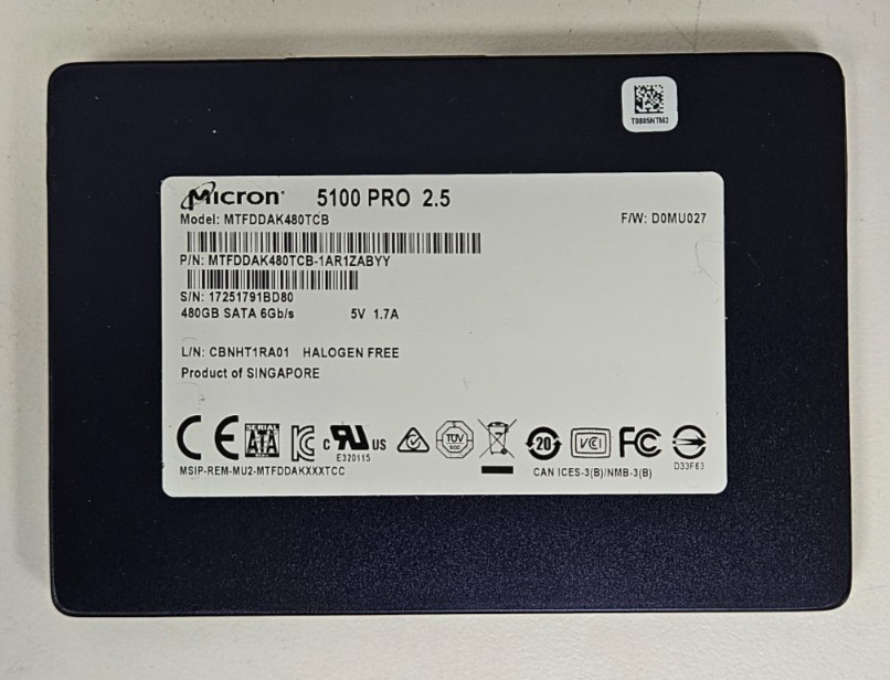 Micron 5100 PRO 2.5″ 480GB SSD MTFDDAK480TCB