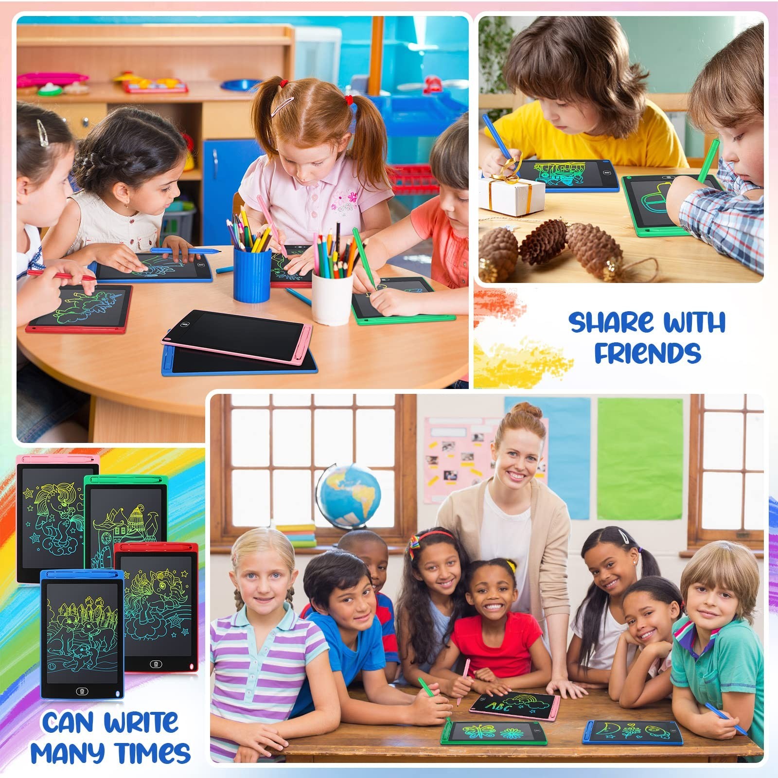 64 Pcs LCD Writing Tablet Doodle Board – 8.5 Inch Reusable Drawing Pad, Kids Edu