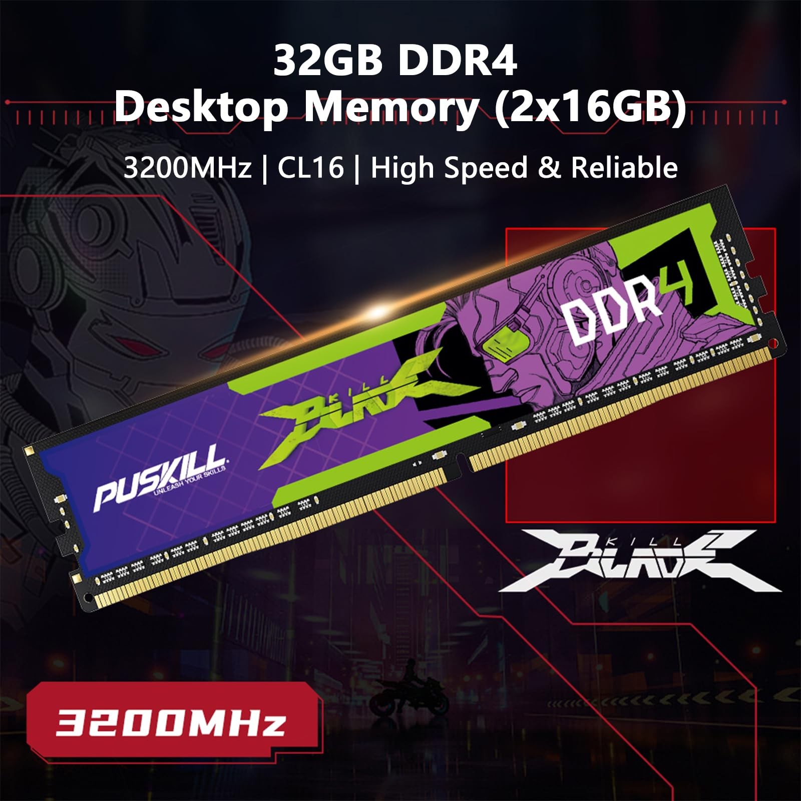 DDR4 32GB (2x16GB) 3200MHz PC RAM | CL16-18-18-42 | 1.35V | Desktop Memory Ki…