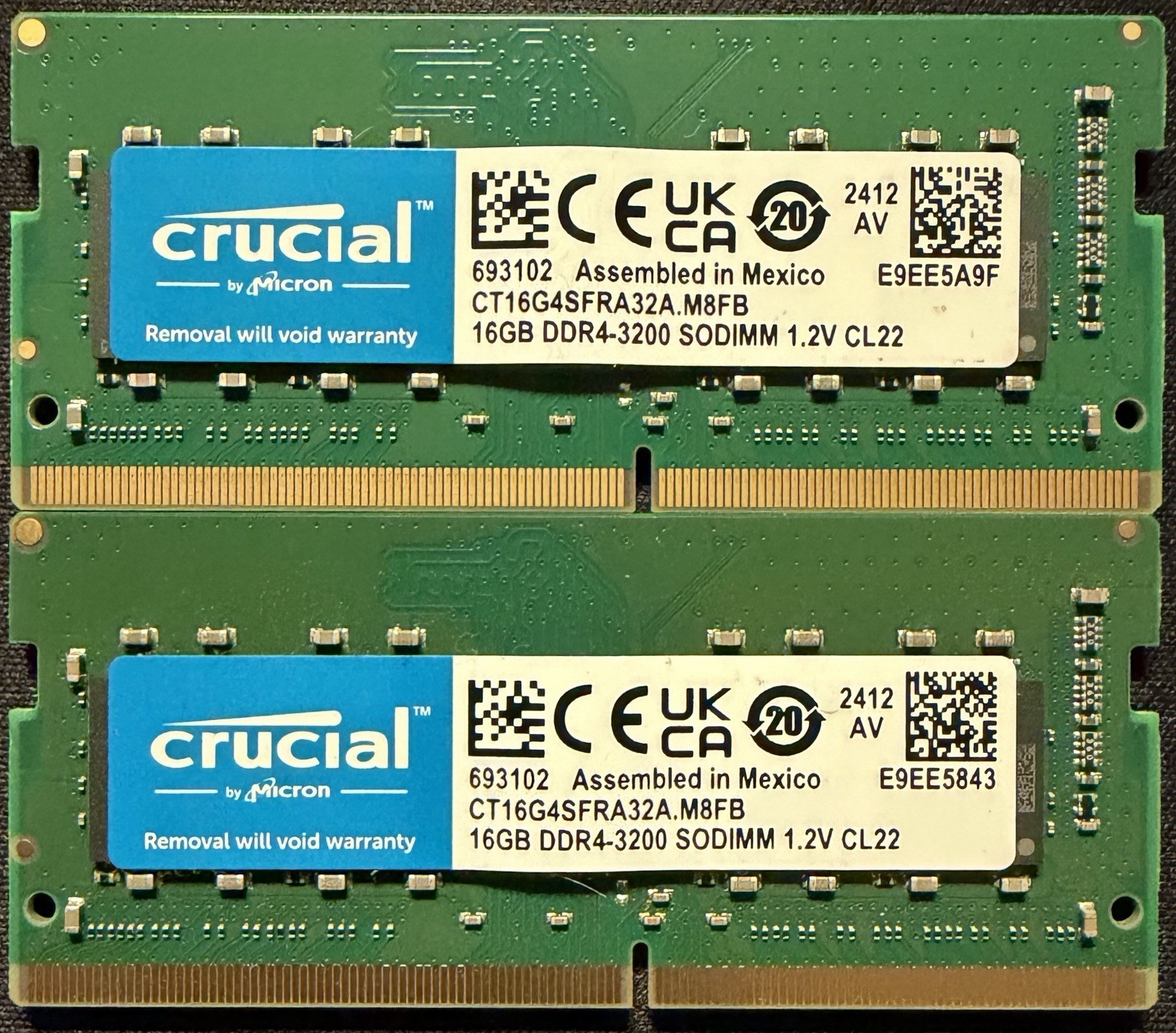 Crucial 32GB (2x16GB) DDR4-3200 SO-DIMM 260-Pin Laptop RAM CT16G4SFRA32A.M8FB