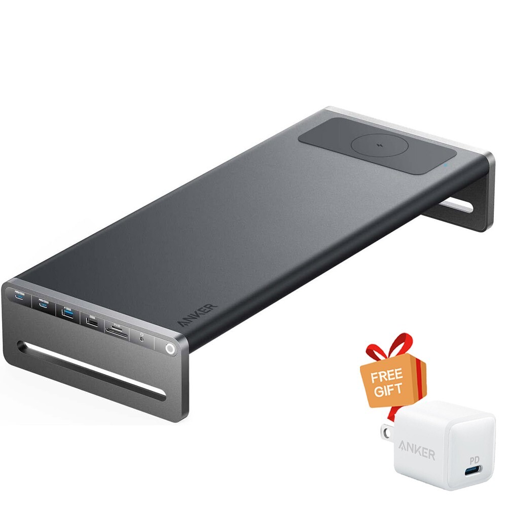 Anker 12-in-1 USB-C Docking Station Monitor Stand Wireless Charging Pad | Refurb