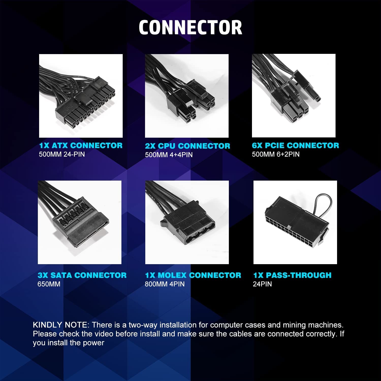 1600W ATX Gaming Power Supply Fully Modular PSU for Computer PC Case Mining Rig