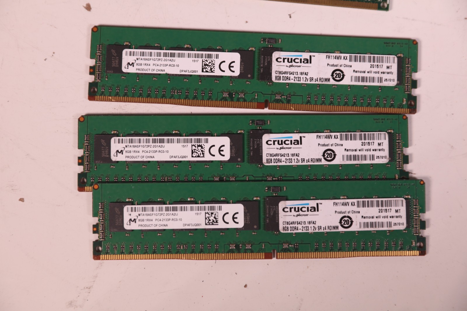 3x Crucial 8GB PC4-17000 DDR4 2133MHz Registered ECC Server Memory Module