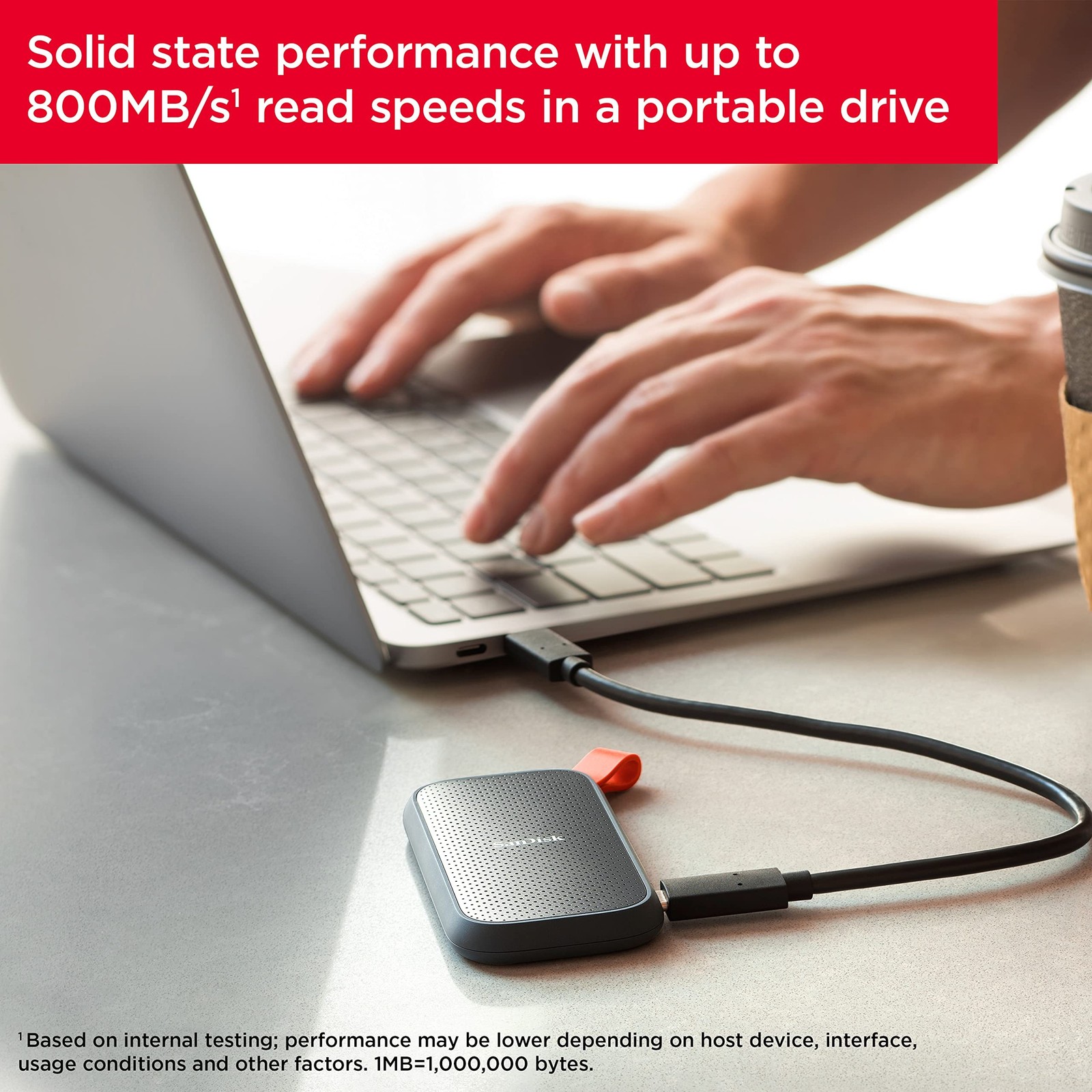 SANDISK 1TB Portable SSD – Up to 800MB/s, USB-C, USB 3.2 Gen 2, Updated Firmw…