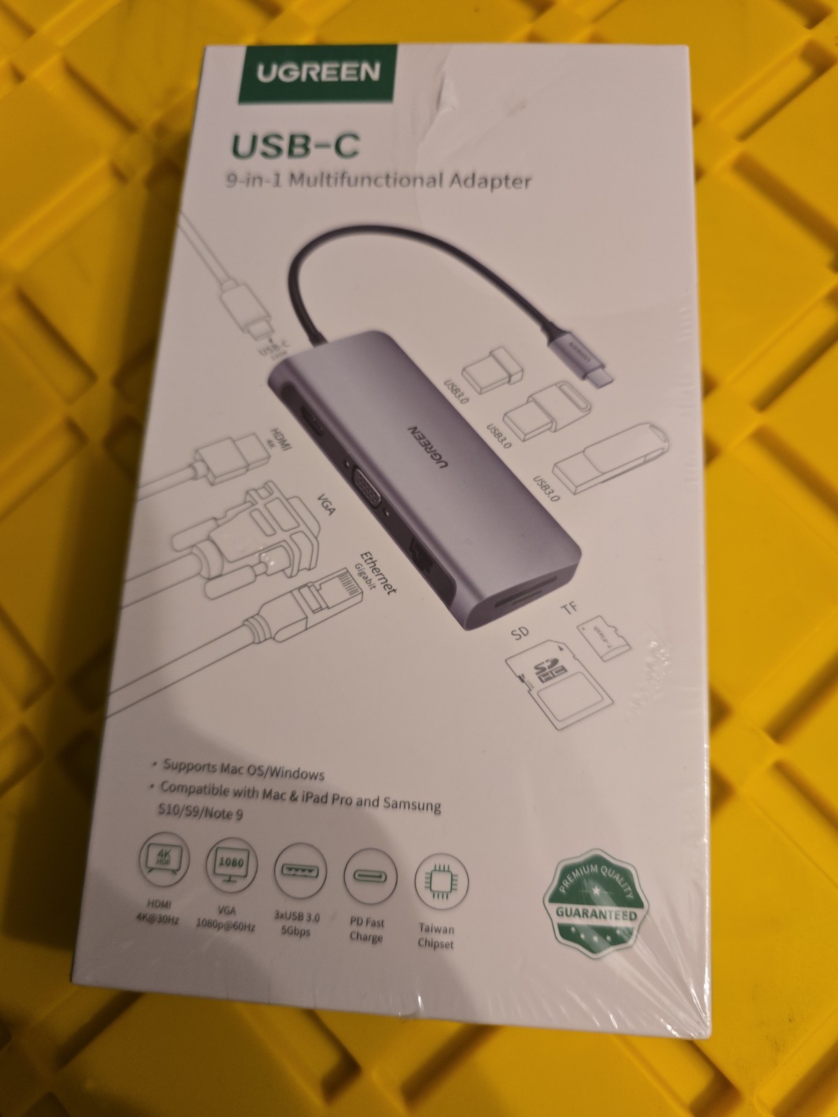 9-in-1 USB C Adapter Hub for Apple MacBook Pro 4K HDMI VGA SD TF reader USB3.0