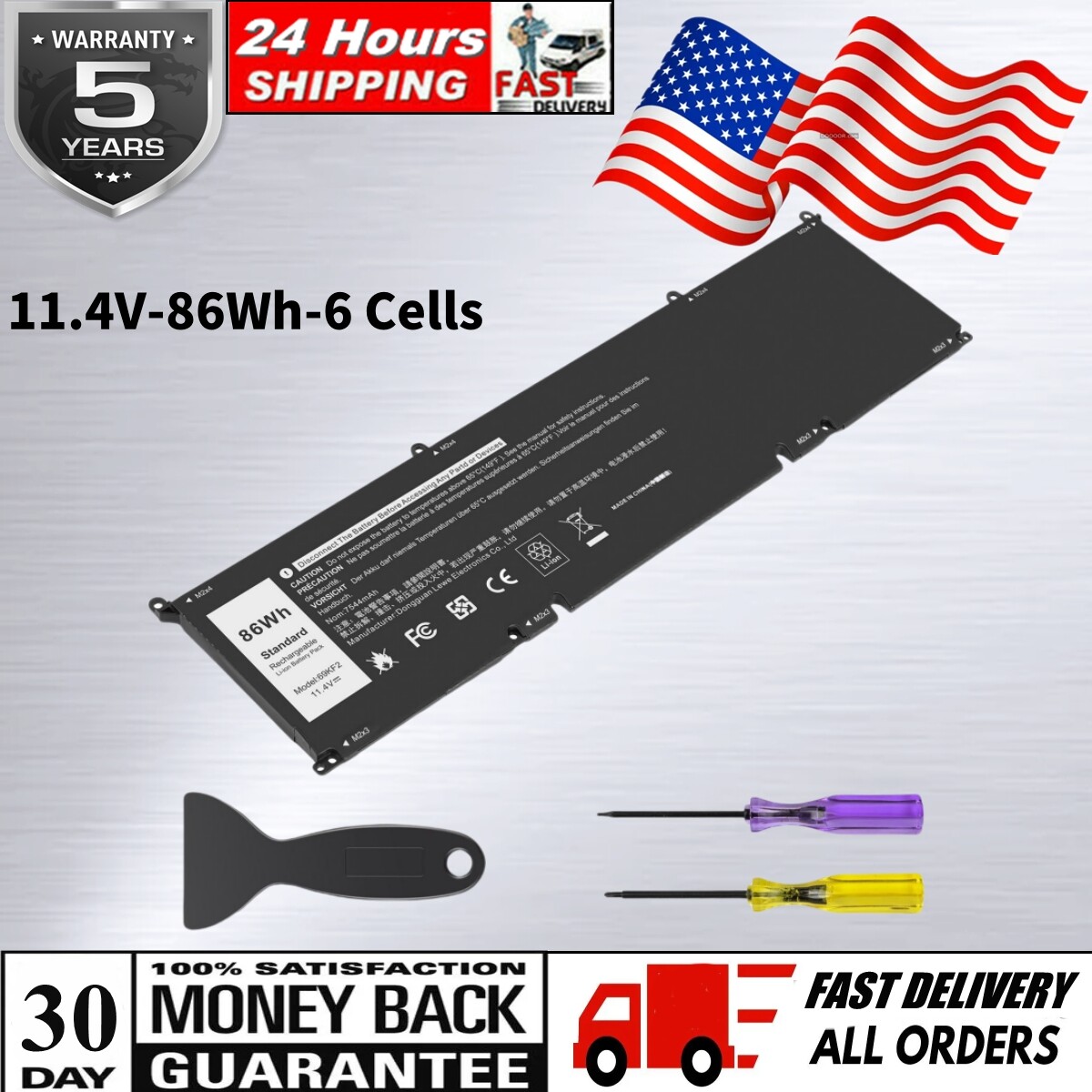 ✅86Wh 69KF2 Battery For Dell Alienware M15 M17 R3 XPS 15 9500 8FCTC 70N2F 11.4V