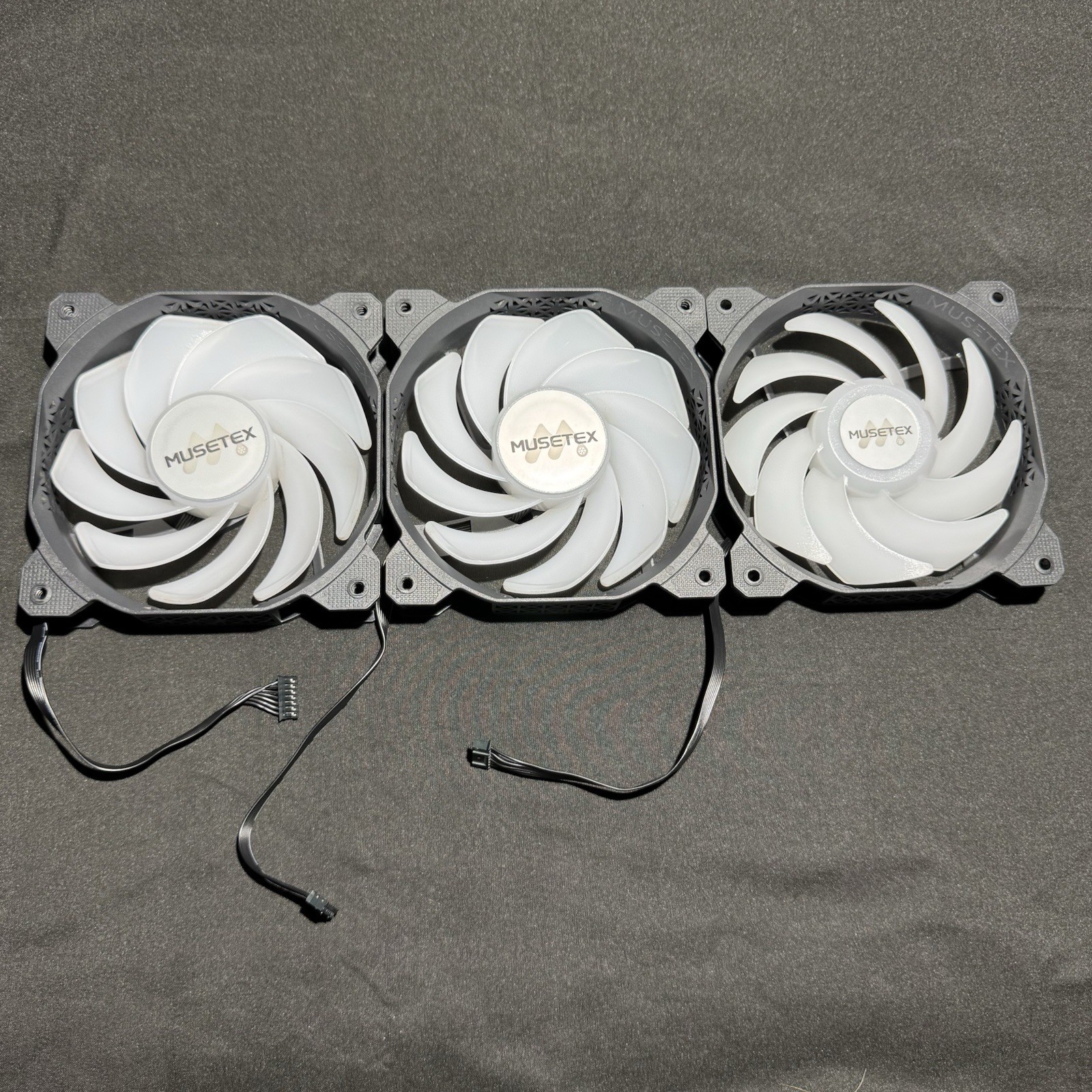120mm RGB PC Case Fans 3 Pack Bundle Musetex MF-B2-P7PIN MF-B17R1 Reverse Blade