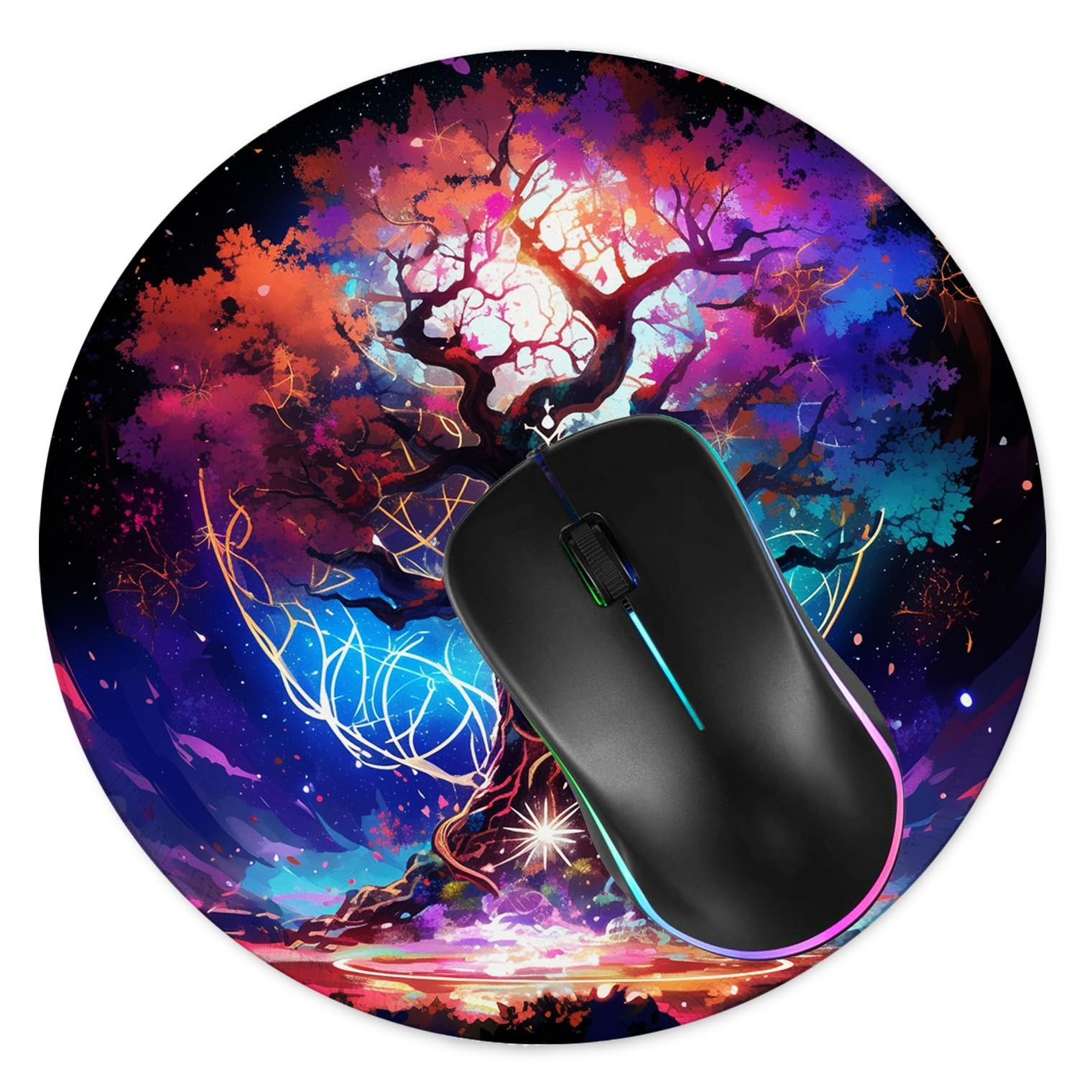 Round Mouse Pad,Gaming Mouse Pad,Non-Slip Rubber Base Mouse Mat with Stitched…