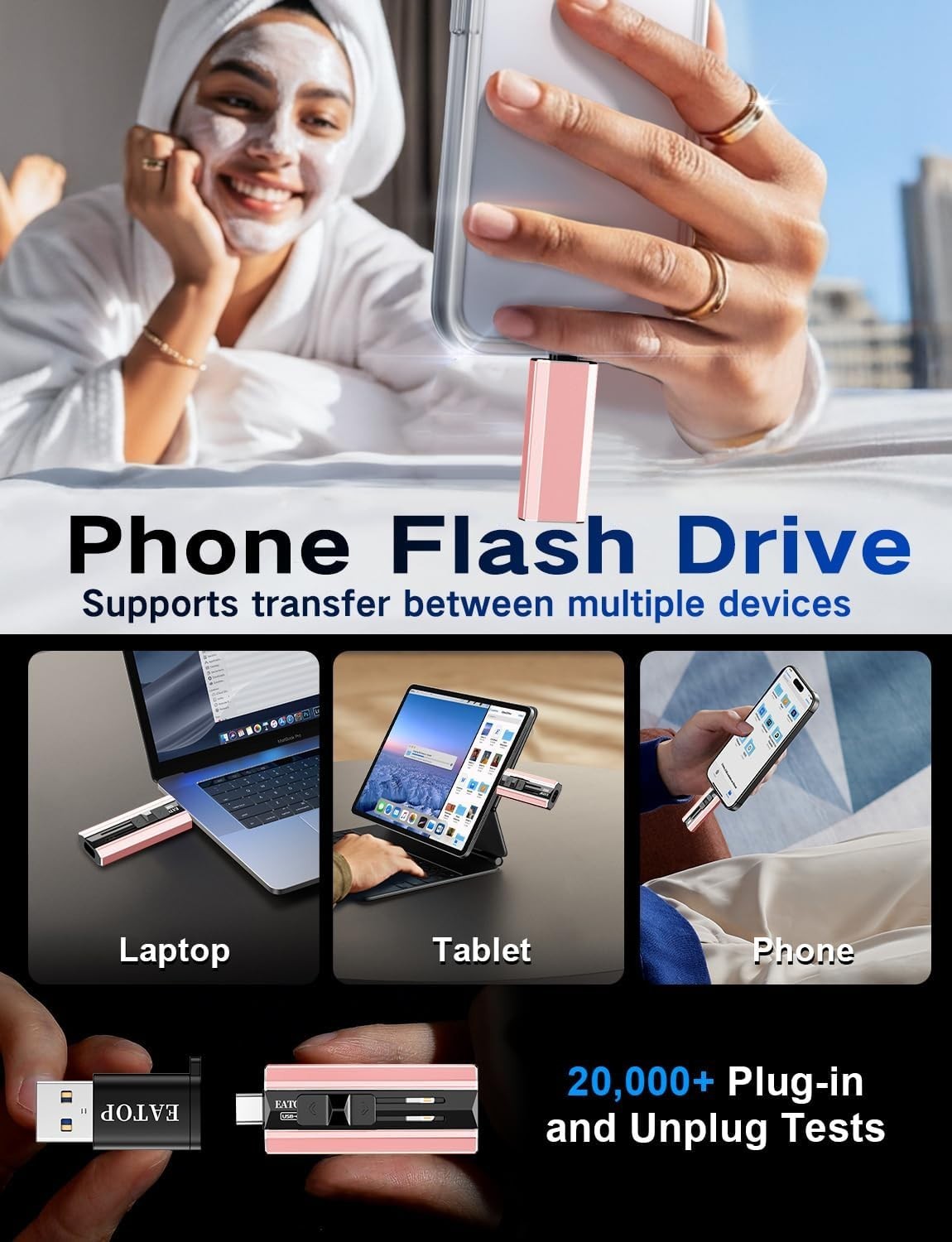 iPhone iPad Android PC Mac 256GB Dual Interface Flash Drive