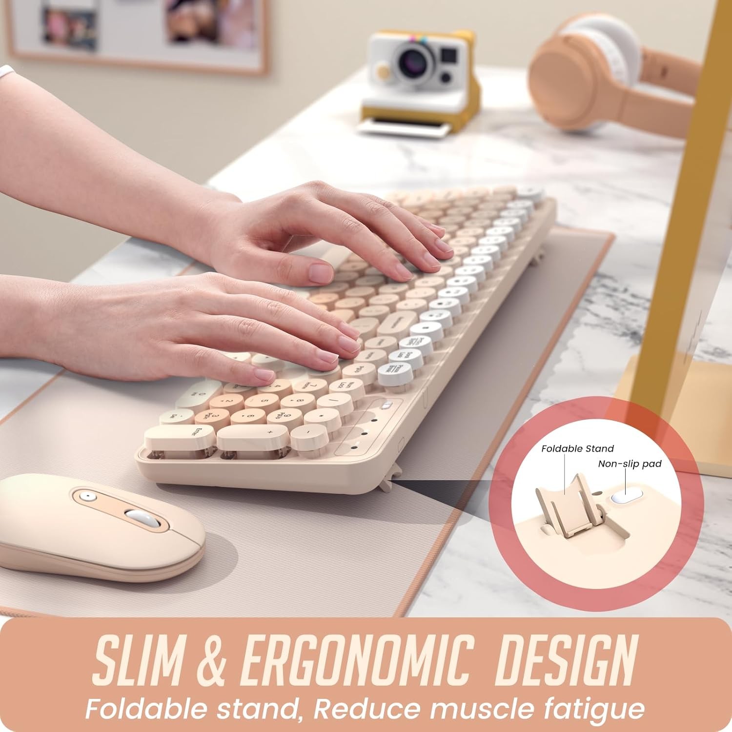 Colorful Computer PC Wireless Keyboard Mouse Combo Full-Sized Silent Typewriter